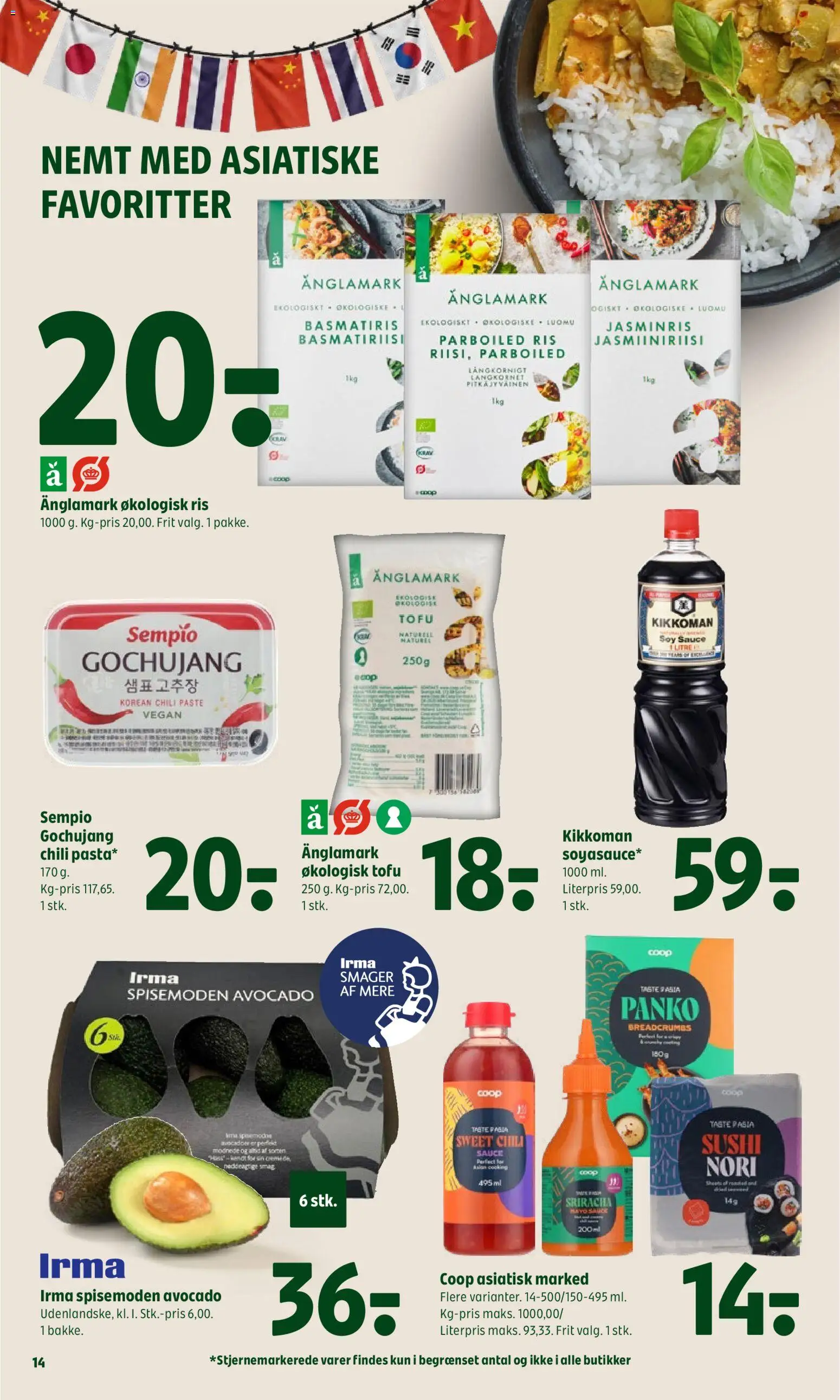 Coop 365 tilbudsavis – gyldig fra 13/08/2026 | Side: 18 | Produkter: Tofu, Ris, Avocado, Sushi