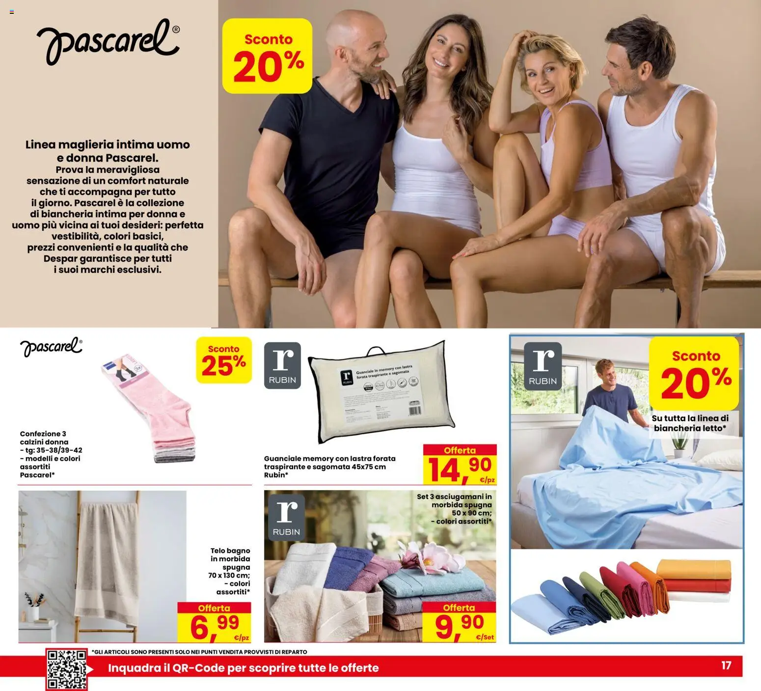 Volantino Eurospar del 20/08/2026 | Pagina: 17 | Prodotti: Calzini, Biancheria intima, Guanciale, Asciugamani