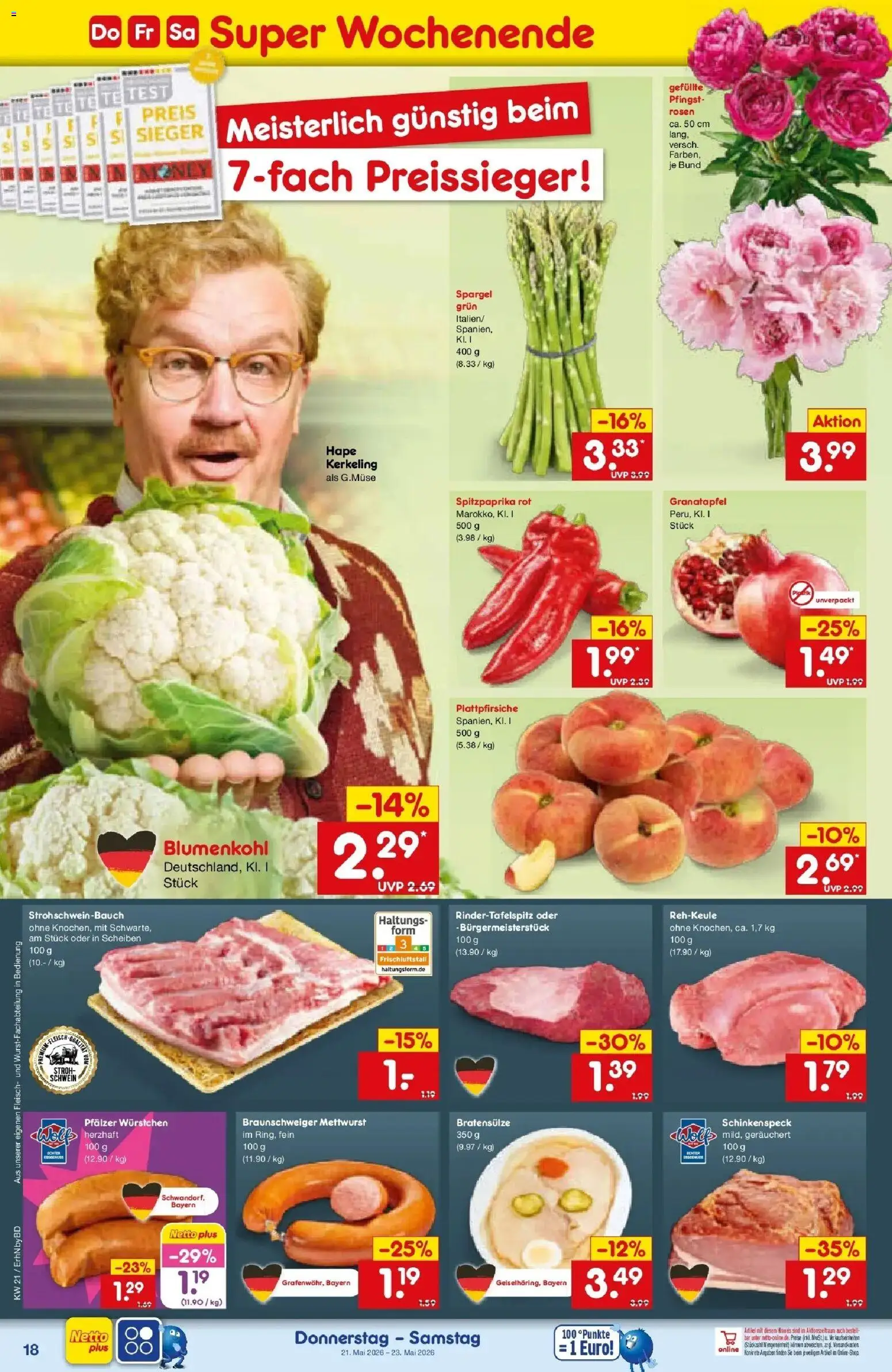Netto Marken-Discount Prospekt Ergolding	 – gültig ab 17.05.2026 | Seite: 20 | Produkte: Granatapfel, Spargel, Blumenkohl, Fleisch