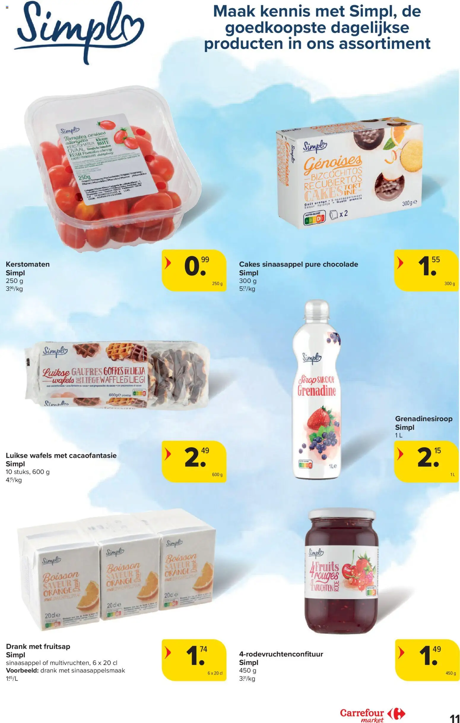 {H1} | Pagina: 11 | Producten: Wafels, Siroop, Chocolade