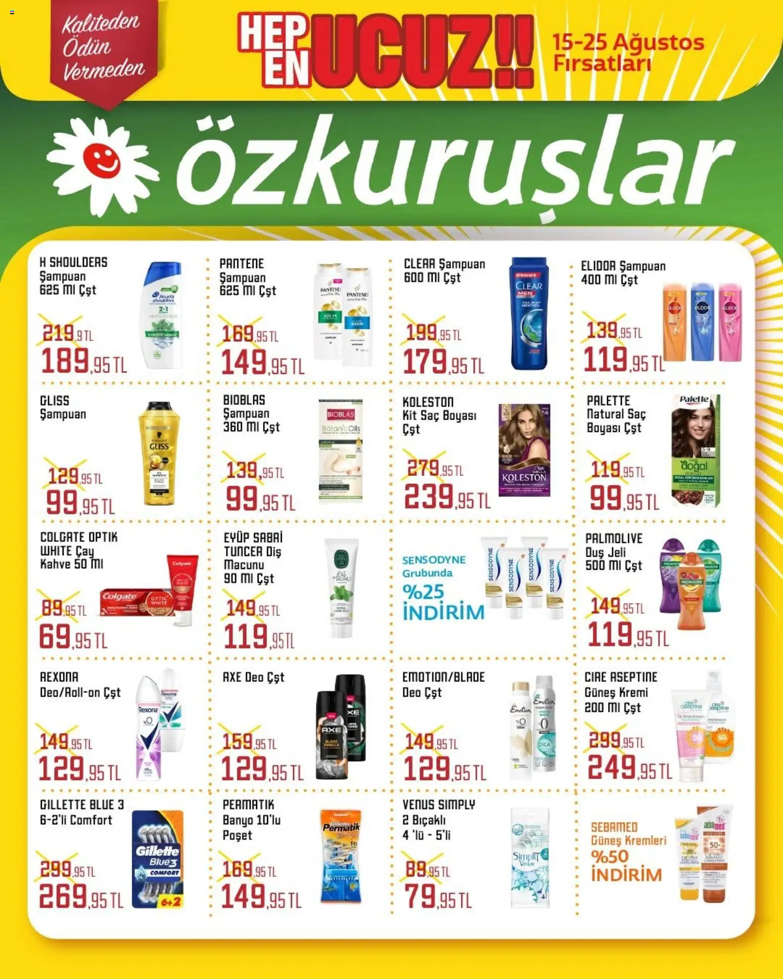 Özkuruşlar Katalog - 15 Ağustos 2026 tarihinden itibaren geçerlidir | Sayfa: 3 | Ürünler: Duş, Şampuan, Kahve, Çay