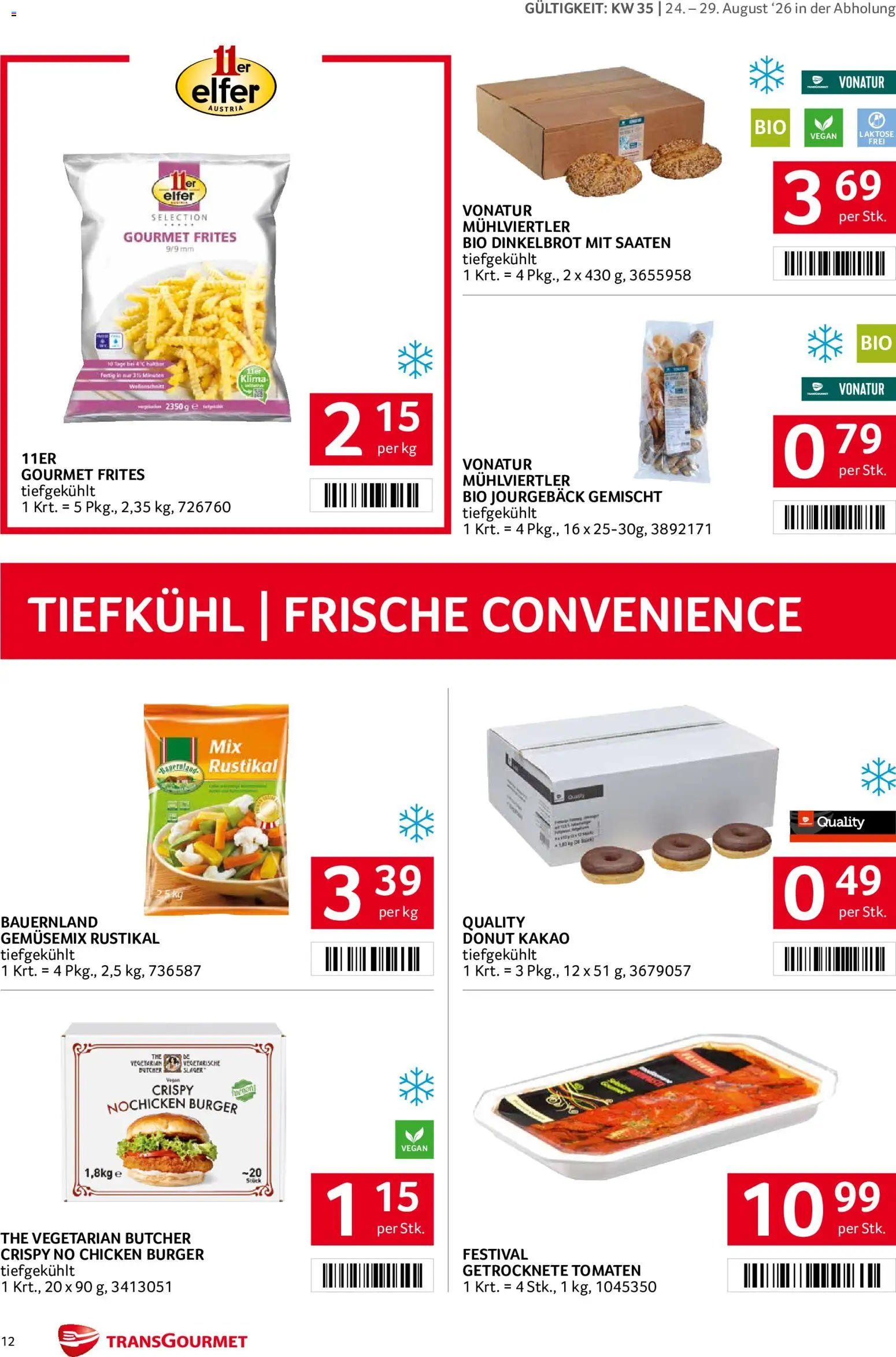 Transgourmet Flugblatt gültig ab 24.08.2026 | Seite: 12 | Produkte: Burger, Tomaten