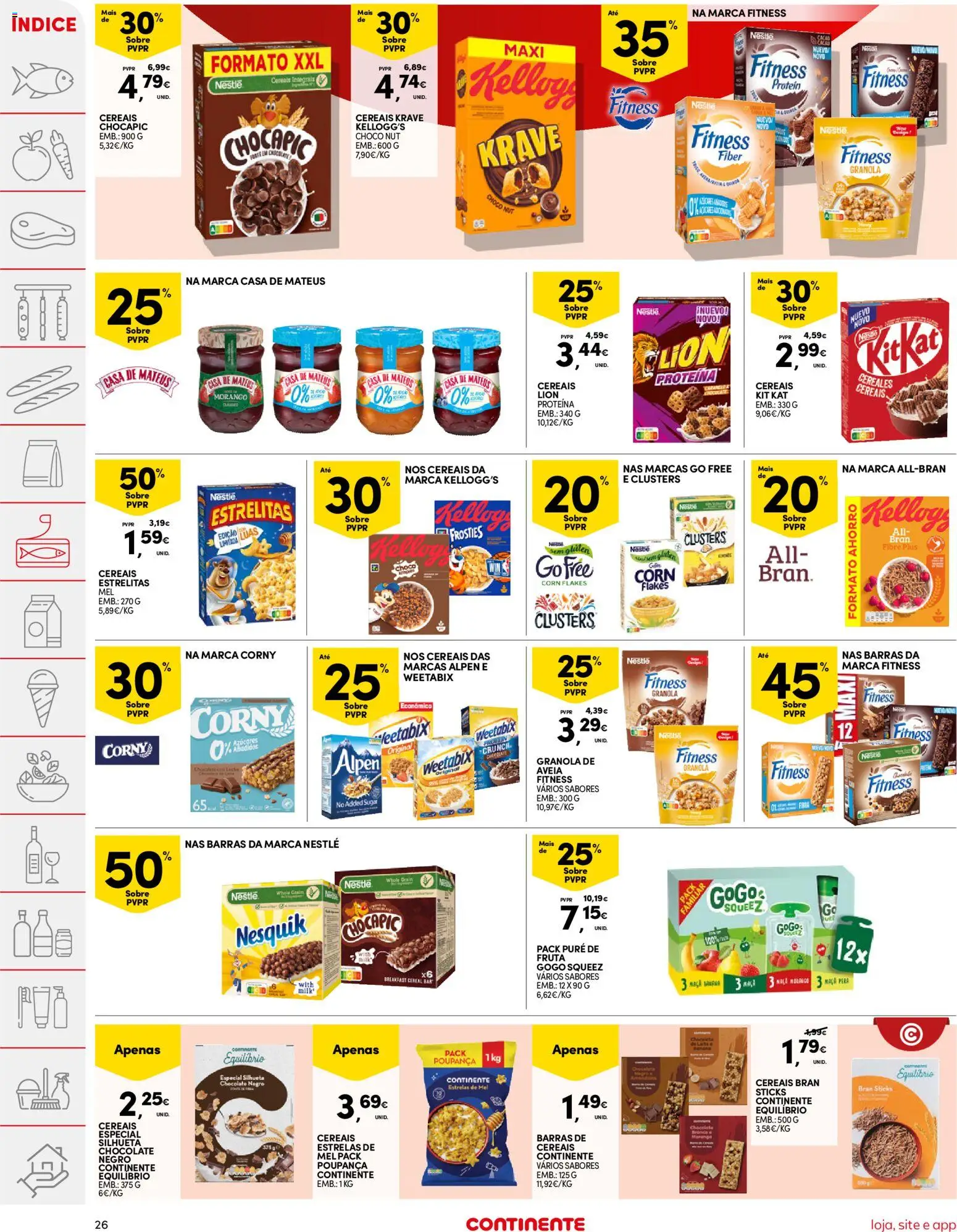 Continente folheto │ válido de 21.04.2026 | Página: 26 | Produtos: Granola, Chocolate, Cereais, Proteina