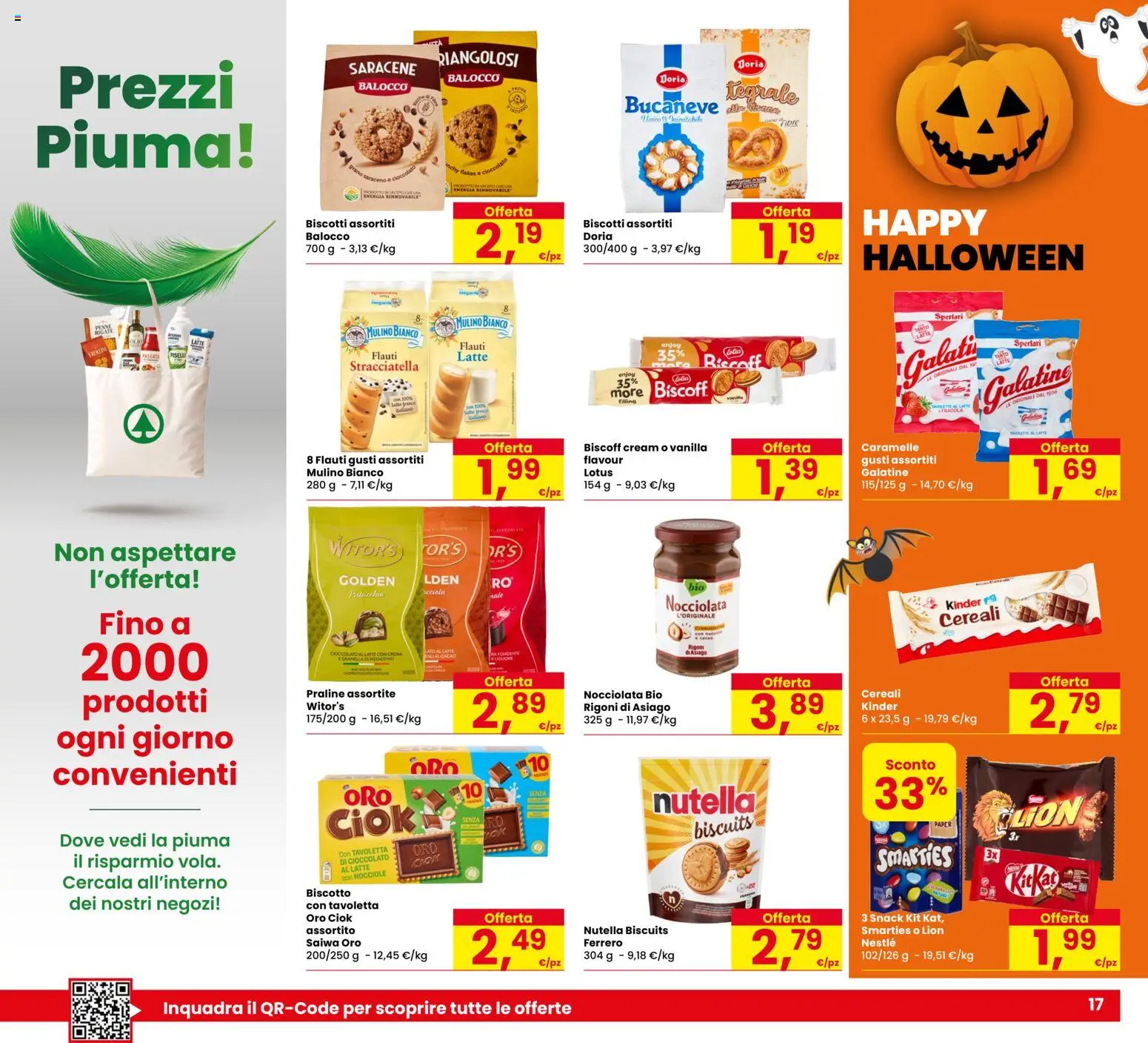 Volantino Eurospar del 29/10/2026 | Pagina: 17 | Prodotti: Cioccolato, Biscotti, Piselli, Cacao