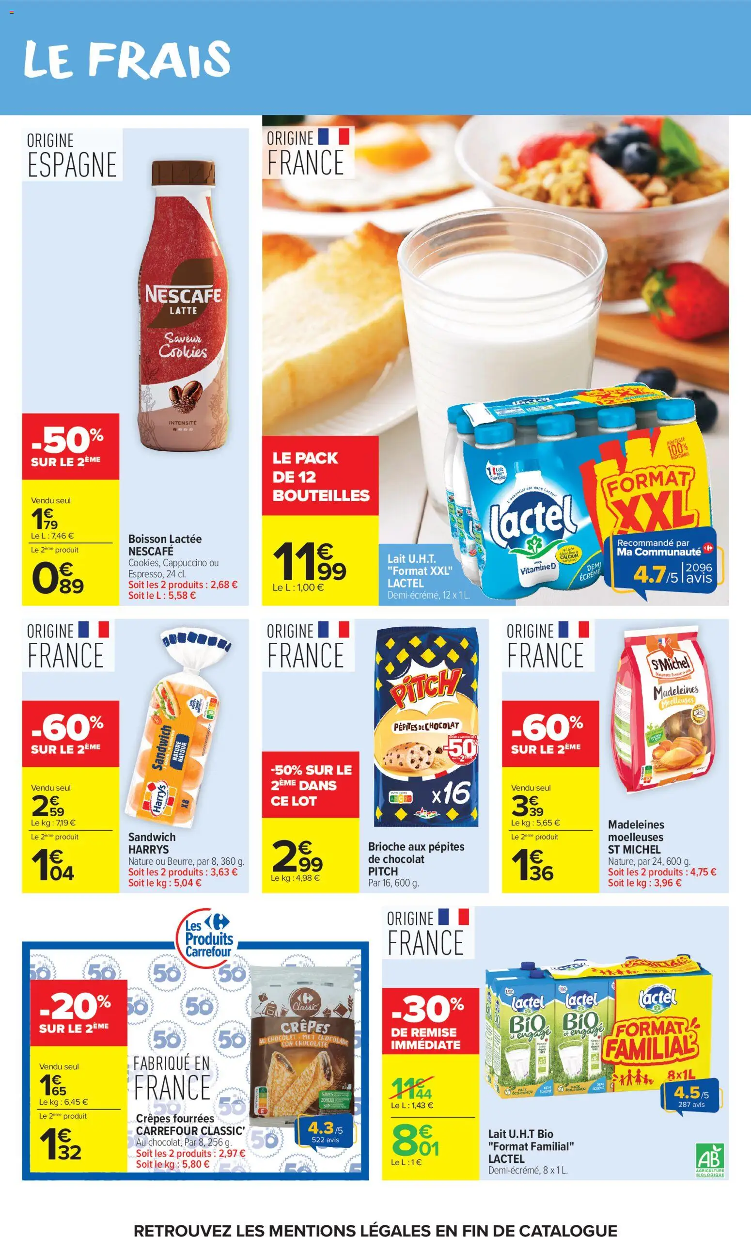 {H1} | Page: 27 | Produits: Pépites de chocolat, Sandwich, Cookies, Lait