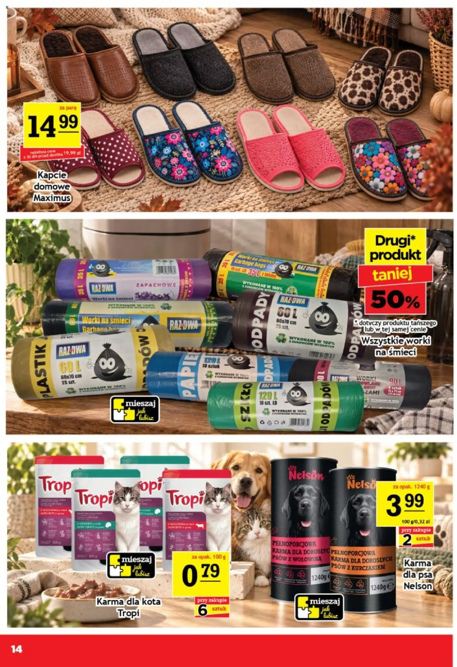 Gram Market gazetka od 23.09.2026 | Strona: 14 | Produkty: Kapcie, Karma dla kota, Wołowina, Karma