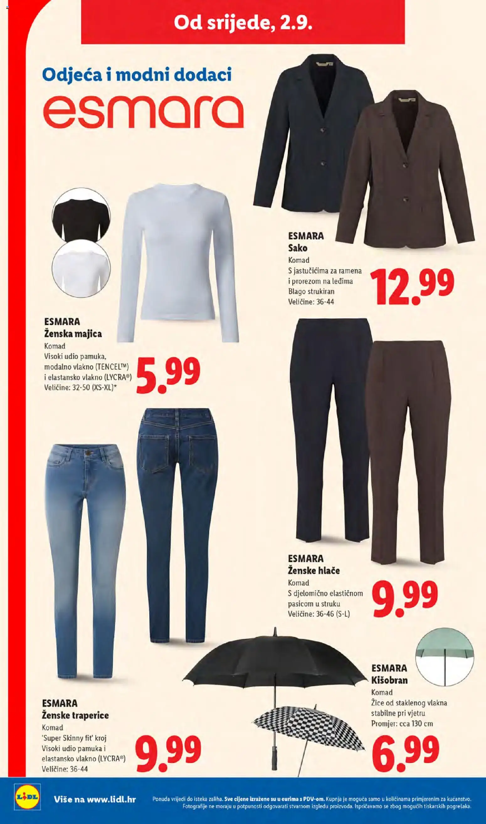 Lidl katalog | vrijedi od 31.08.2026 | Stranica: 42 | Proizvodi: Odjeća, Hlače, Zenske hlače, Zenska majica