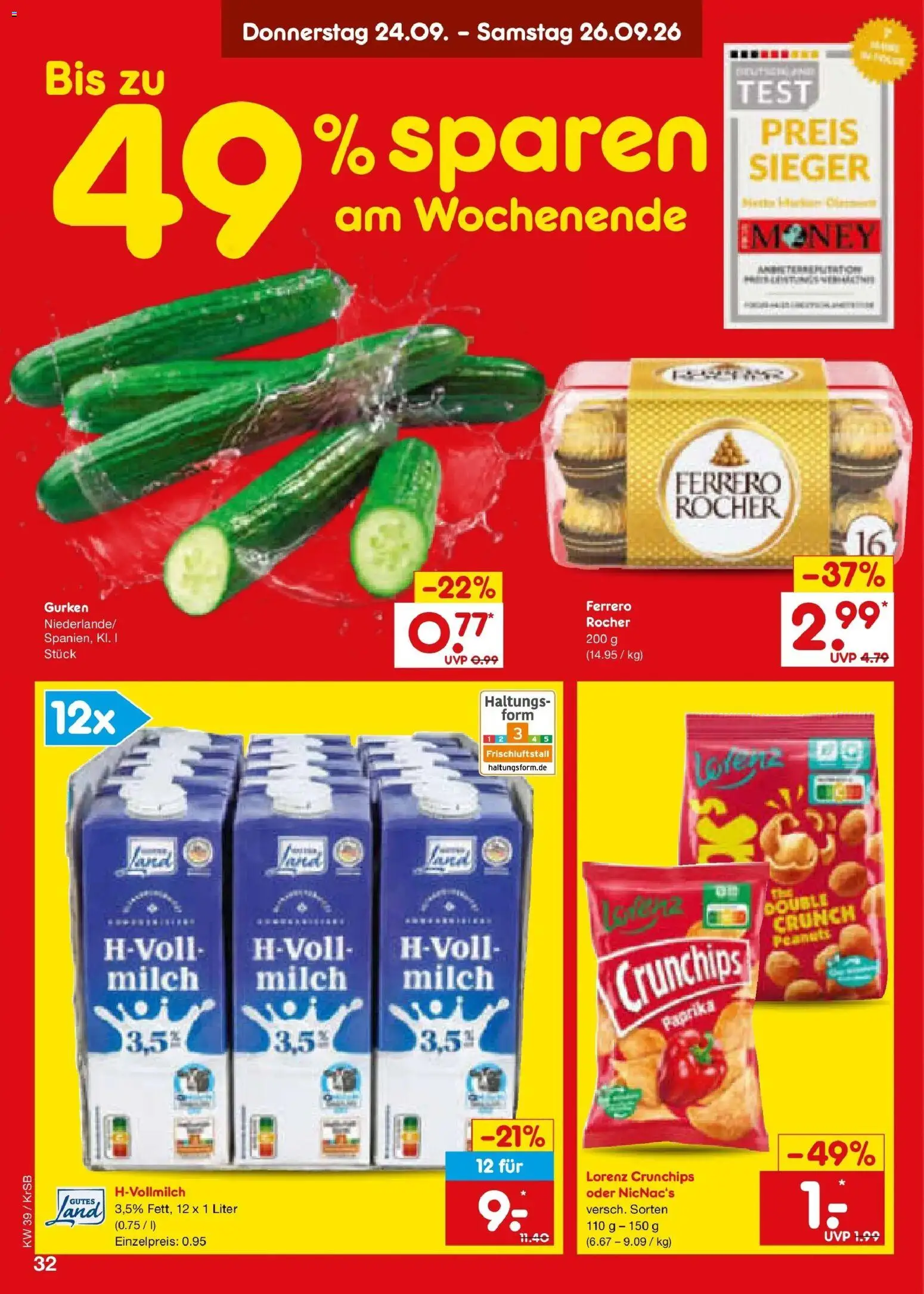 Netto Marken-Discount Prospekt Baesweiler – gültig ab 21.09.2026 | Seite: 46 | Produkte: Ferrero rocher, Paprika, Lorenz crunchips, Gurken