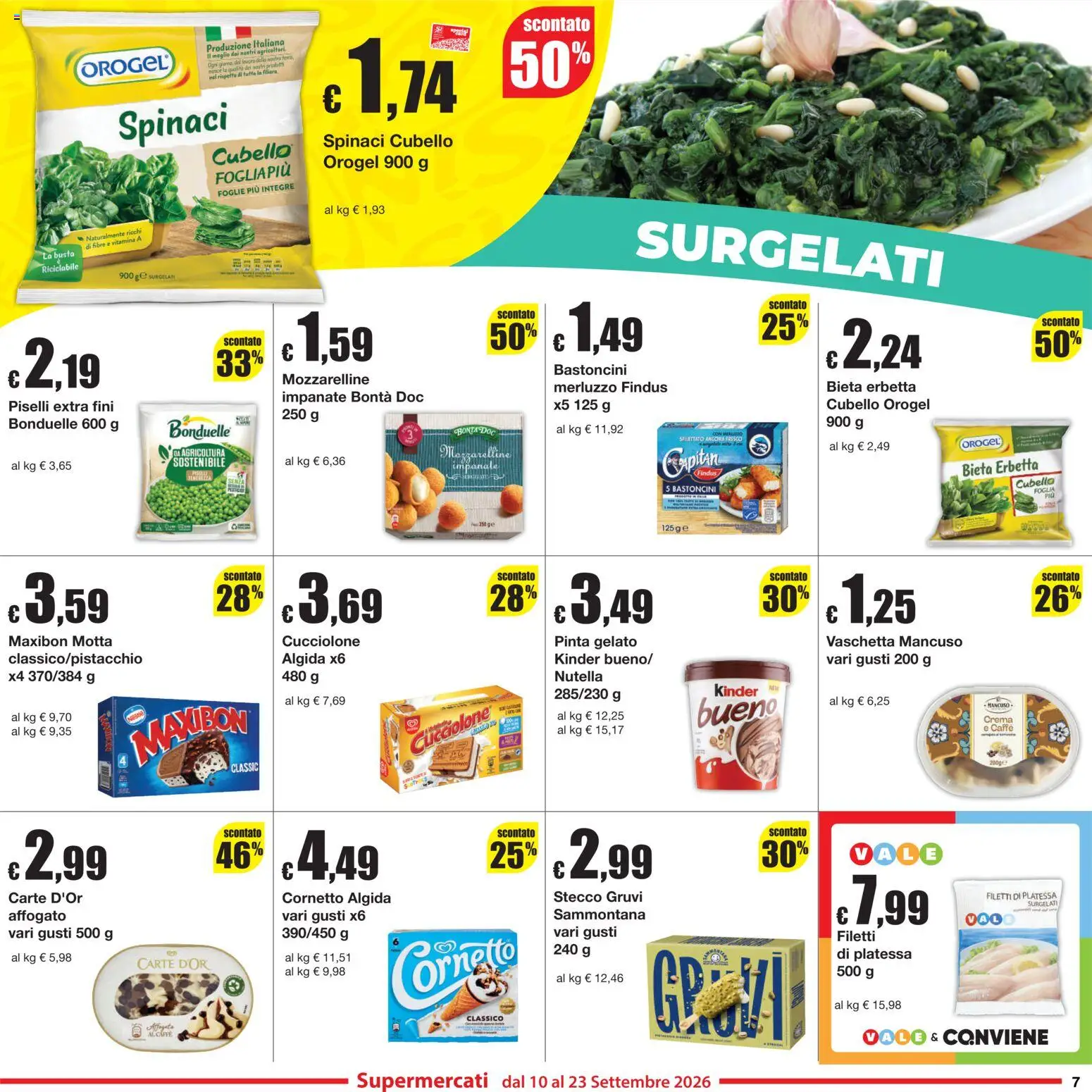 Volantino Sì con Te del 10/09/2026 | Pagina: 7 | Prodotti: Crema, Caffè, Gelato, Spinaci
