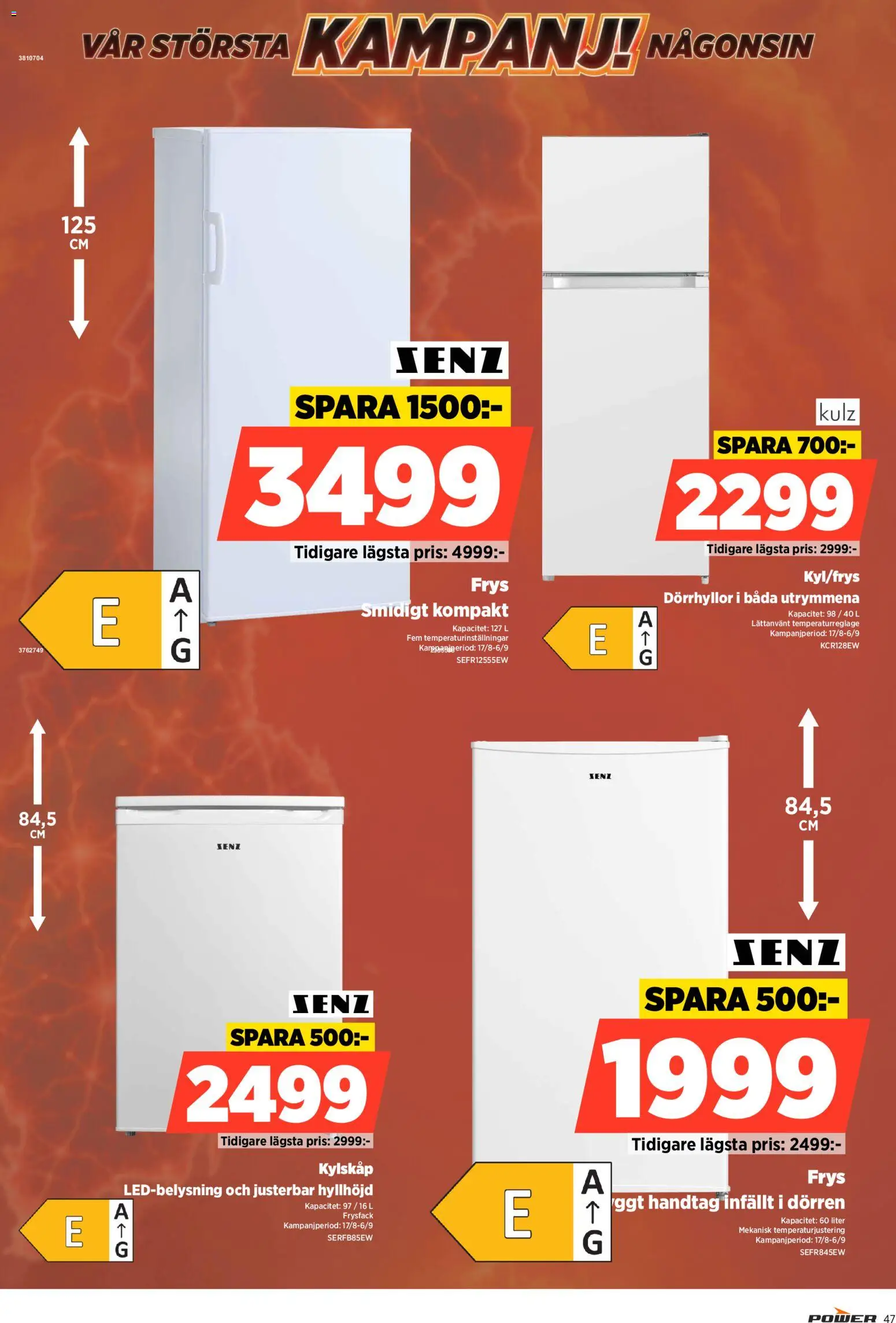 Power reklamblad aktuell från 31/08/2026 | Sida: 47 | Produkter: Kylskåp, Frys