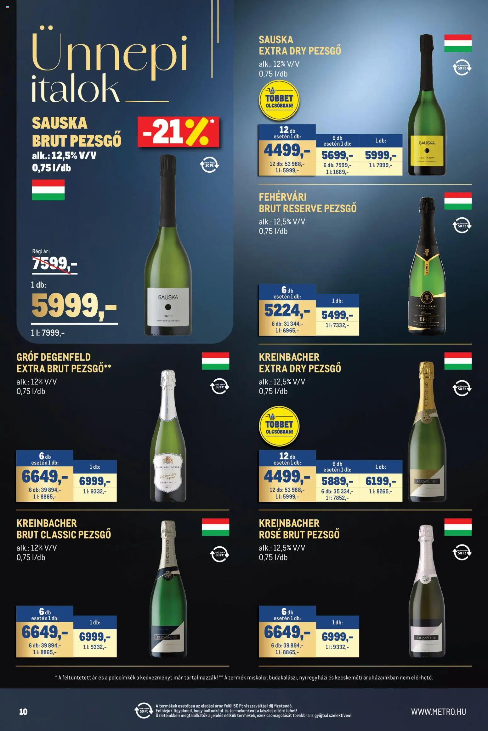Metro akciós ujság - amely érvényes a következő dátumtól: 2026.11.02. | Oldal: 10 | Termékek: Pezsgő, Italok, Rosé, Só