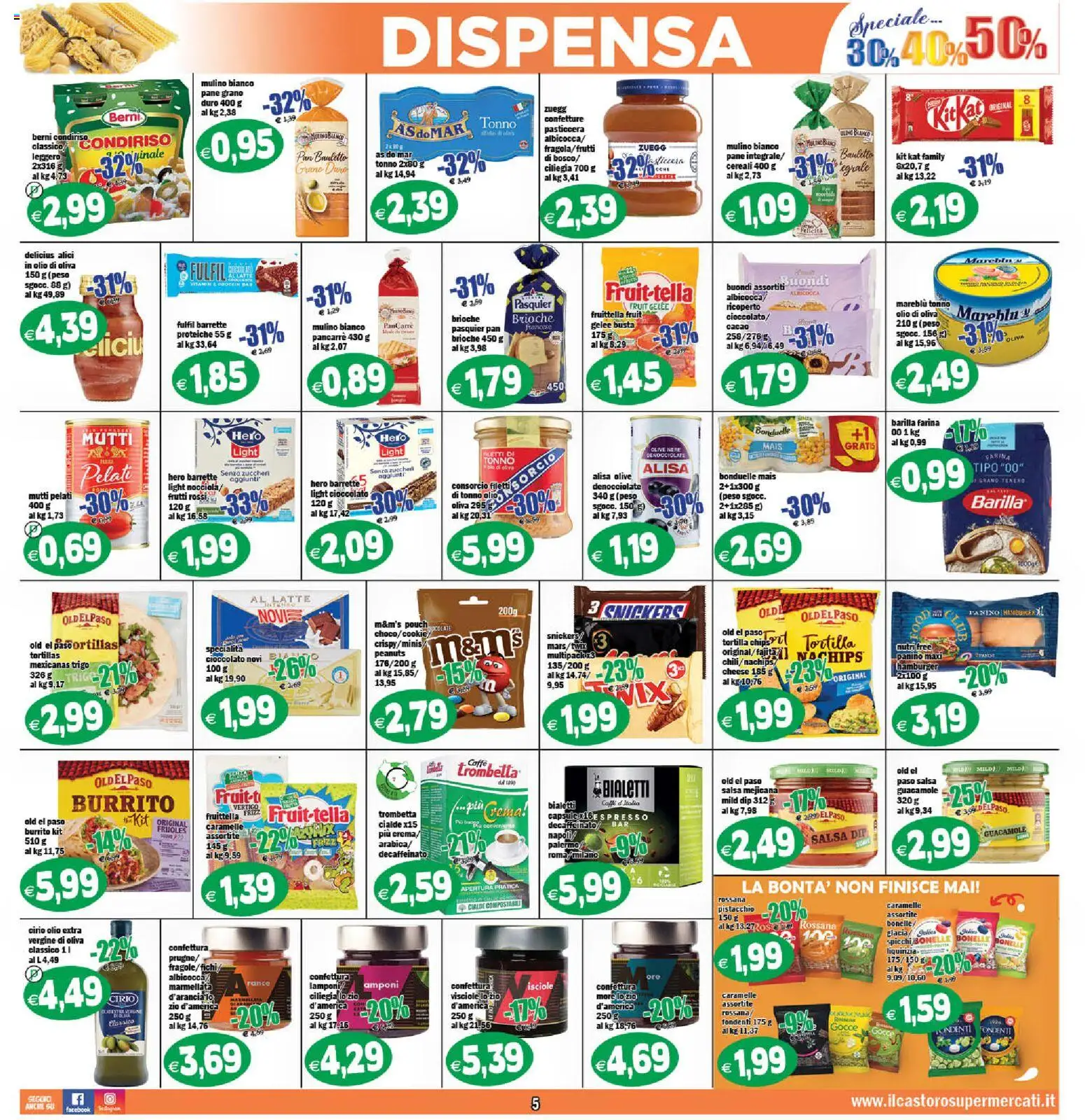 Volantino Il Castoro del 02/09/2026 | Pagina: 5 | Prodotti: Olive, Barilla, Marmellata, Specialità