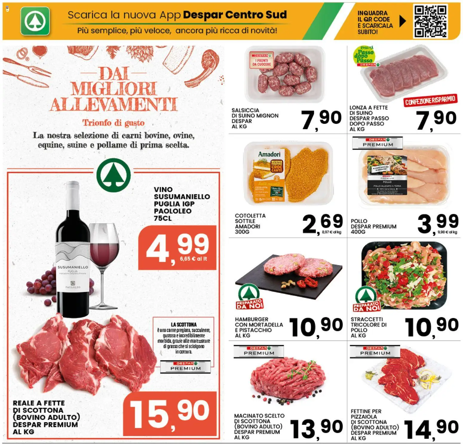 Volantino Interspar del 27.05.2026 | Pagina: 9 | Prodotti: Bovino, Vino, Mortadella, Macinato