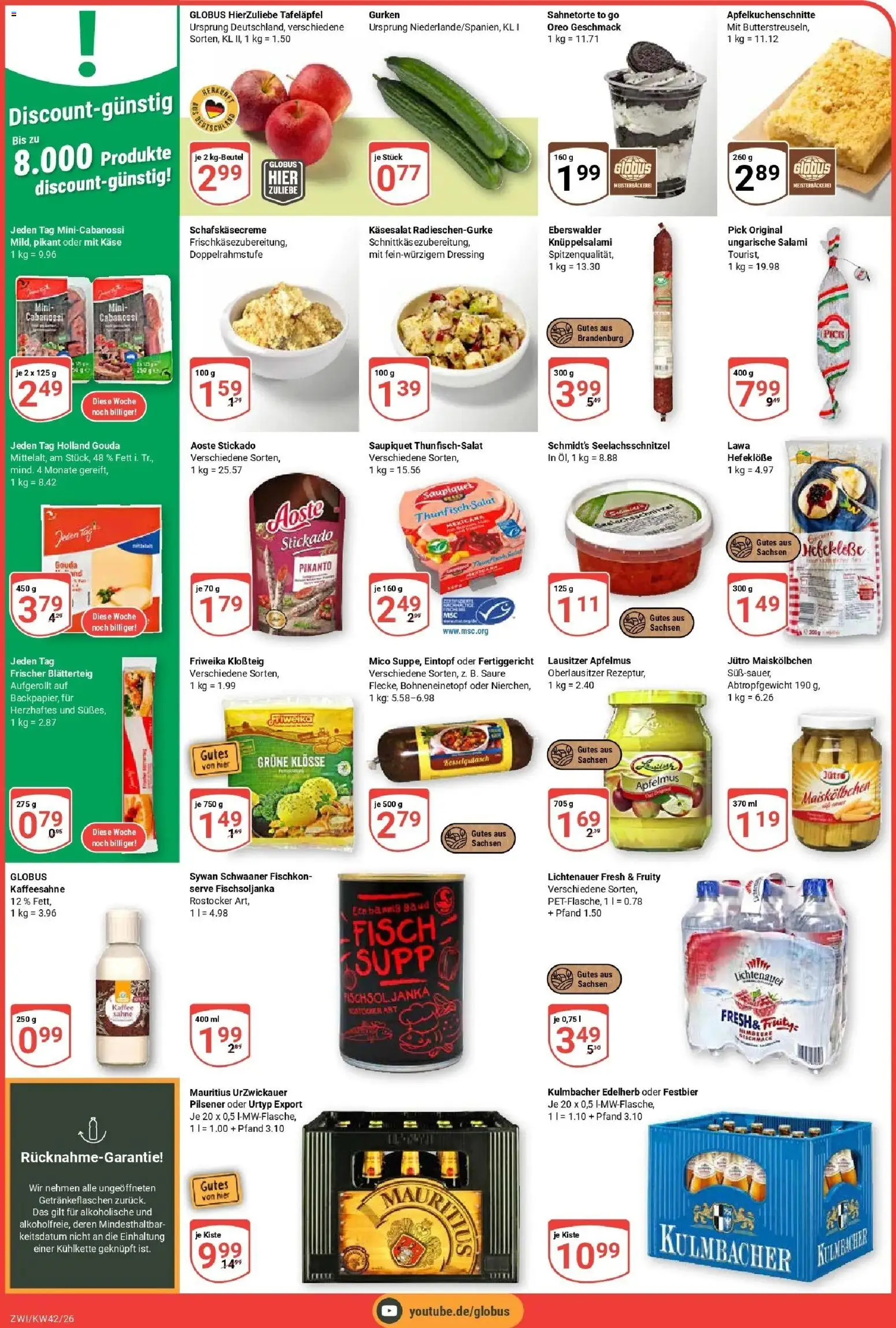 Globus Prospekt Zwickau (ab 12.10.2026) » Angebote online | Seite: 3 | Produkte: Gouda, Salami, Apfelmus, Gurken