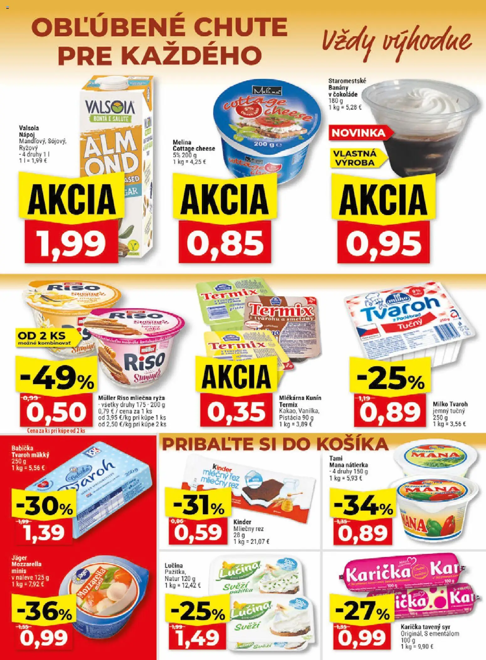 Nové Klas akcie – leták je platný od 29.06.2026 | Strana: 10 | Produkty: Banány, Mozzarella, Kinder, Tvaroh