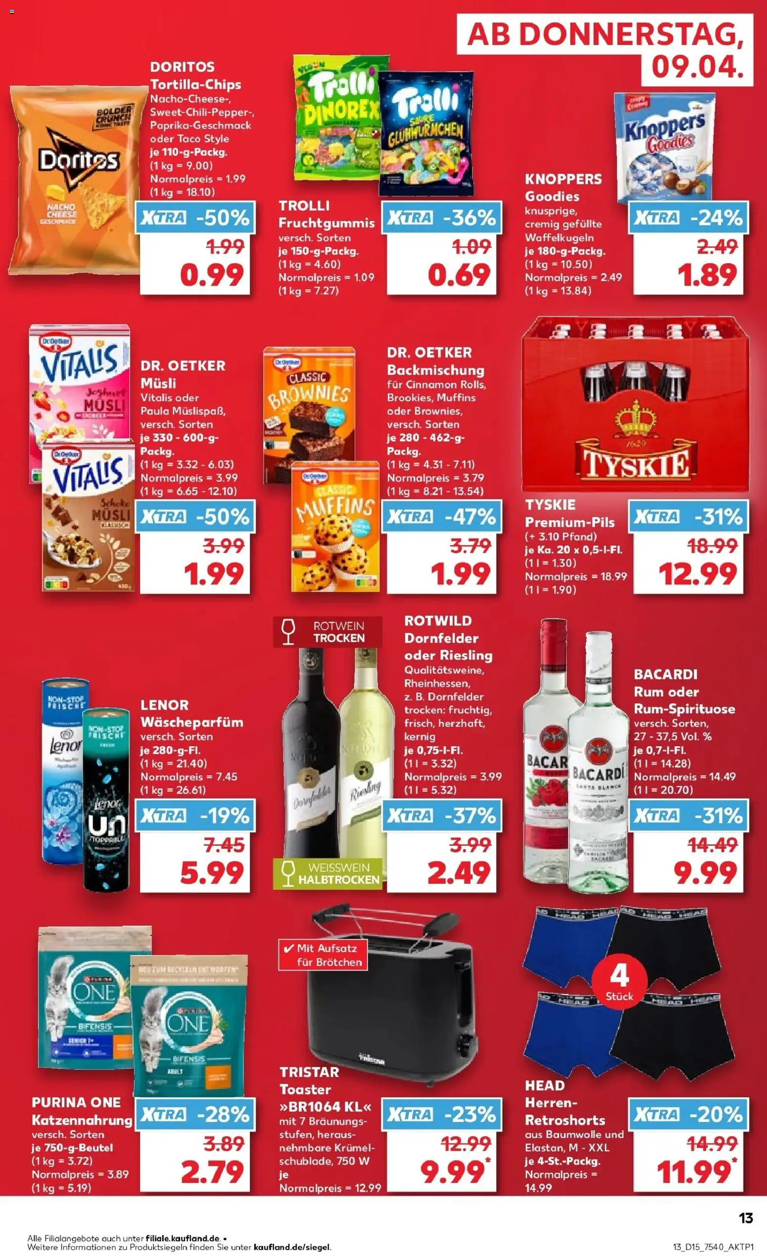 Kaufland Prospekt Oschersleben (Bode)	 – gültig ab 08.04.2026 | Seite: 13 | Produkte: Purina one, Musli, Rotwein, Rum