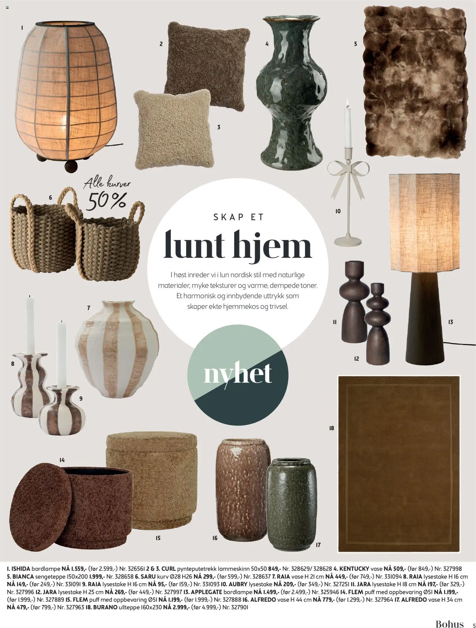 {H1} | Side: 5 | Produkter: Puff med oppbevaring, Skap, Kurv, Vase