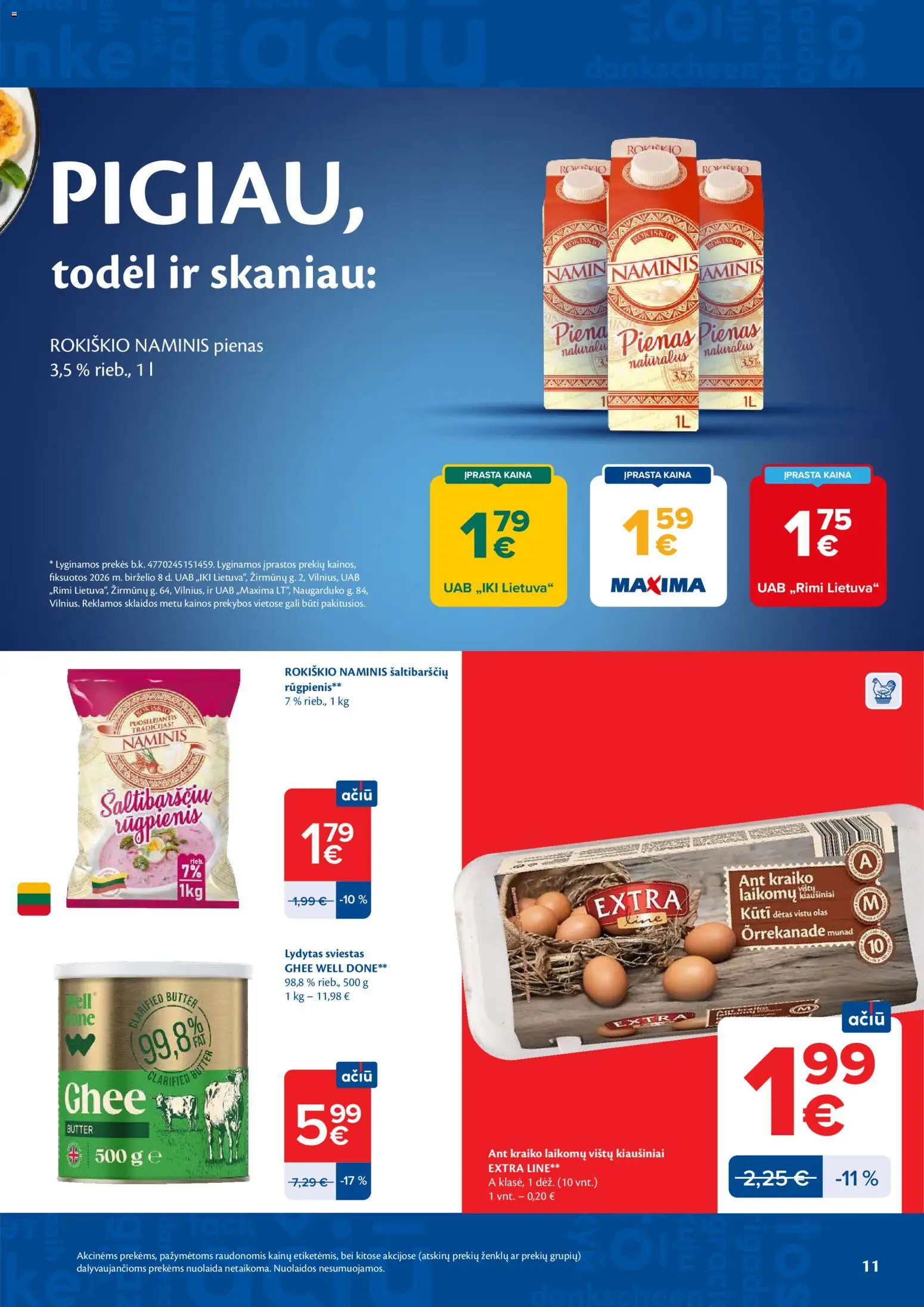 MAXIMA akcijos nuo 16.06.2026 | Puslapis: 11 | Prekių: Pienas, Kiaušiniai, Sviestas