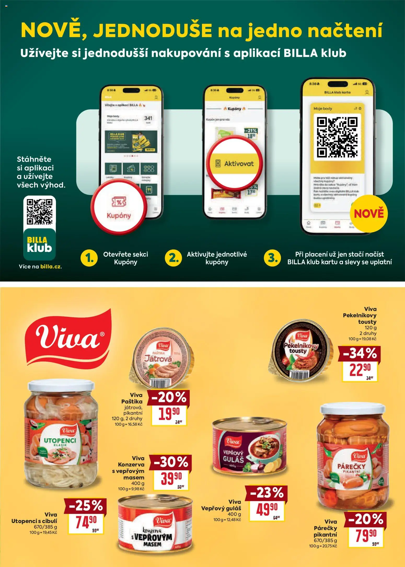 Billa leták - Vaše oblíbené značky od 12.08.2026 | Strana: 9 | Produkty: Utopenci, Guláš, Body, Paštika
