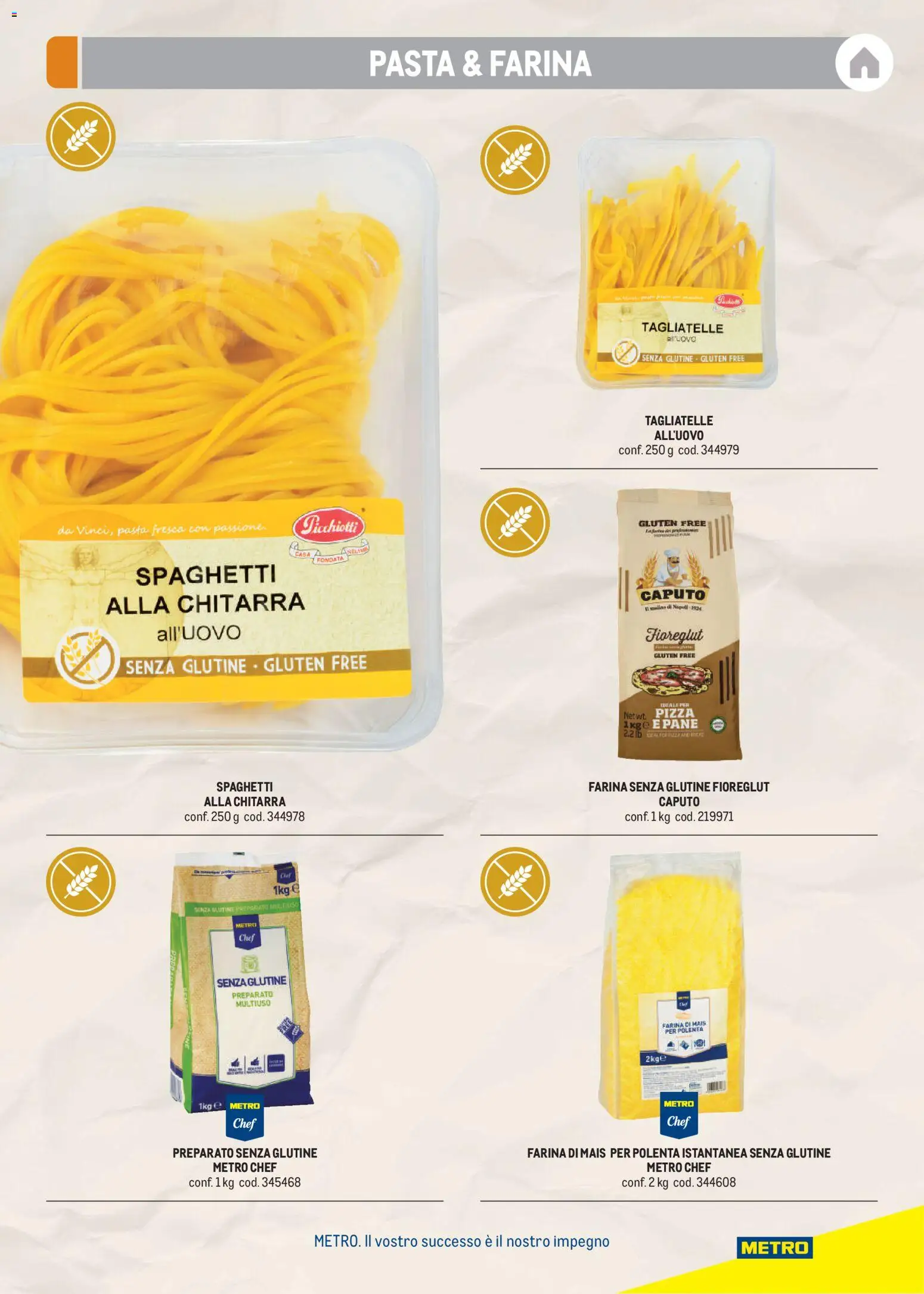 Volantino Metro del 17/08/2026 | Pagina: 19 | Prodotti: Tagliatelle, Farina, Farina senza glutine, Spaghetti