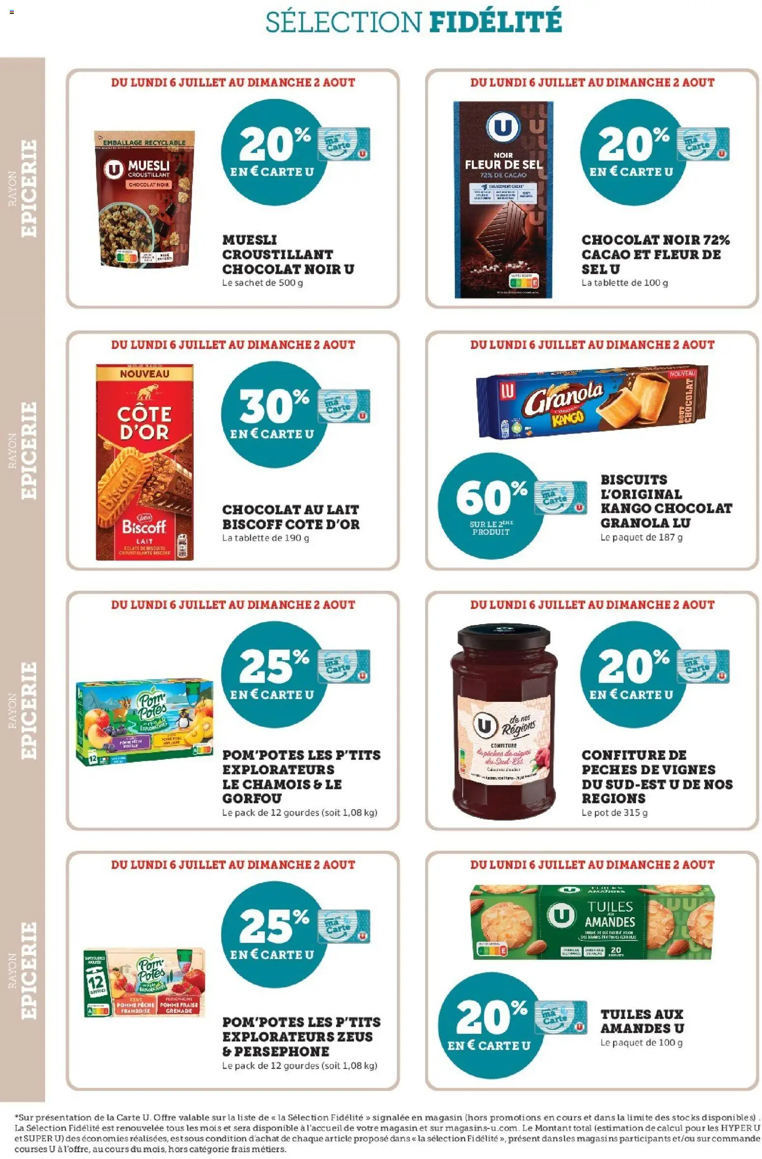 {H1} | Page: 8 | Produits: Pêche, Chocolat, Amandes, Granola