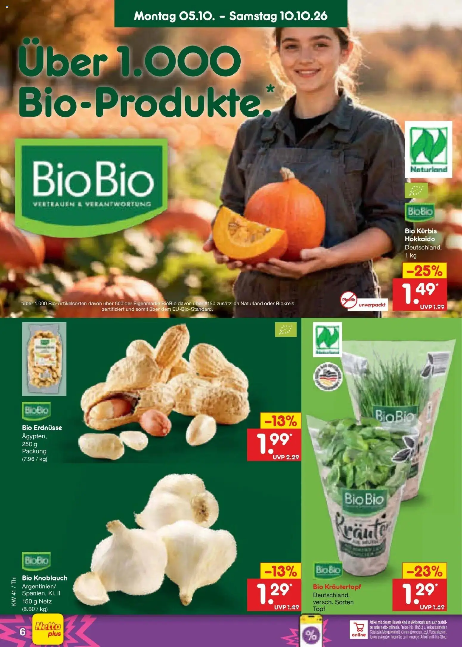 Netto Marken-Discount Prospekt Pirna – gültig ab 05.10.2026 | Seite: 6 | Produkte: Erdnüsse, Knoblauch, Kürbis