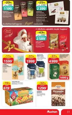 Auchan akciós újság - amely érvényes a következő dátumtól: 30.04.2026 | Oldal: 31 | Termékek: Cafissimo, Kávé, Csokoládé, Őrölt kávé