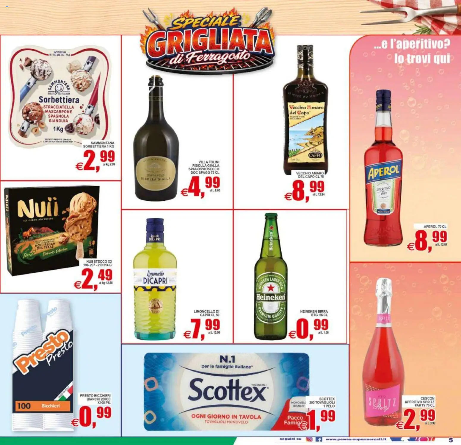 Volantino Pewex del 12/08/2026 | Pagina: 5 | Prodotti: Birra, Noci, Limoncello, Heineken