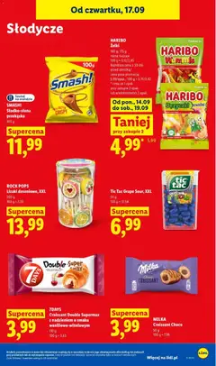 Pogląd oferty "HARIBO Żelki, HARIBO Żelki 160 g, 175 g różne rodzaje" - ważna od 17.09.2026 | Strona: 75 | Produkty: Żelki haribo, Croissant, 7days, Żelki