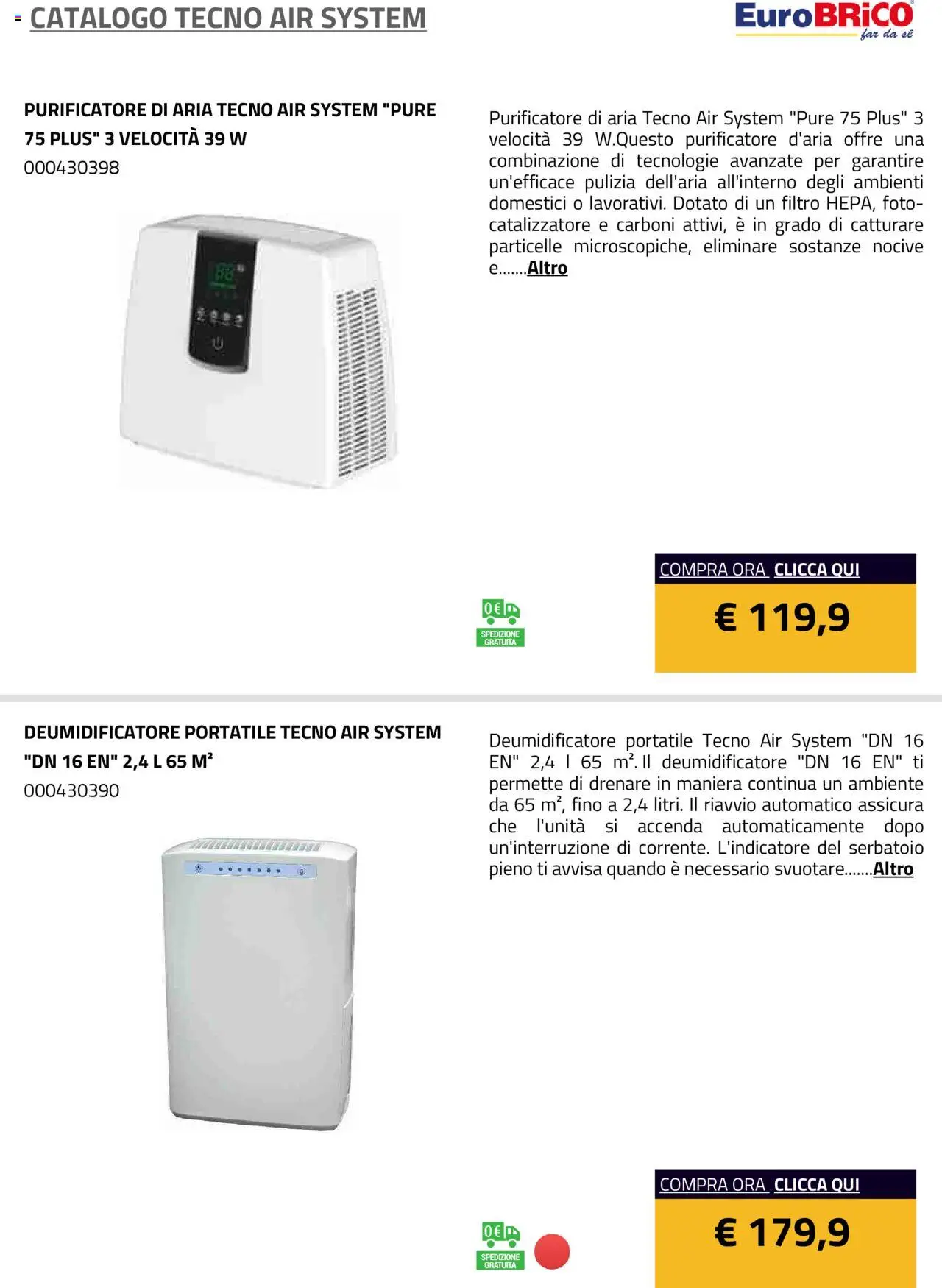 Volantino Eurobrico del 23.07.2025 | Pagina: 50 | Prodotti: Deumidificatore, Purificatore d'aria