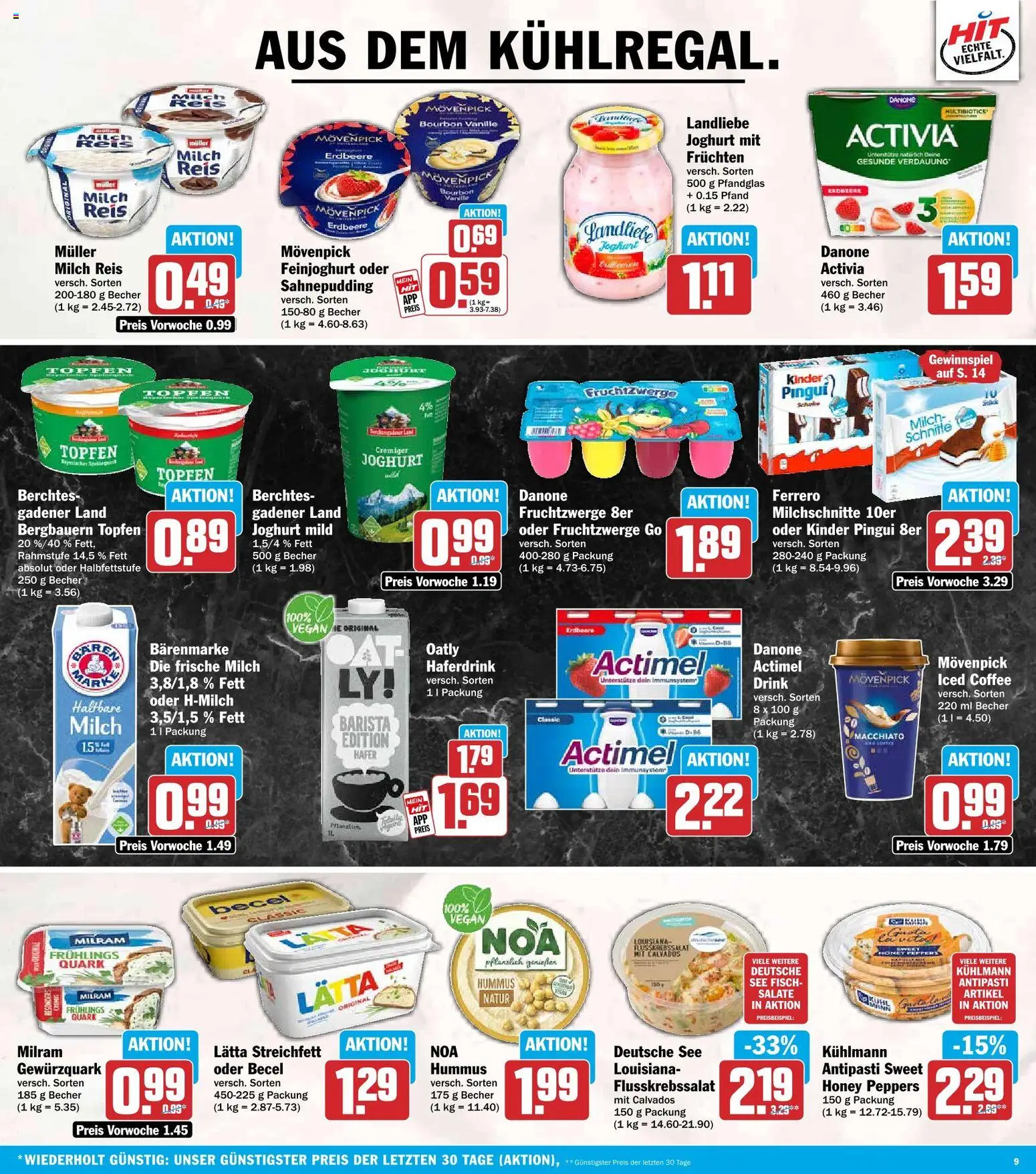 HIT Prospekt – gültig ab 14.09.2026 | Seite: 9 | Produkte: Activia, Milram, Lätta, Hummus