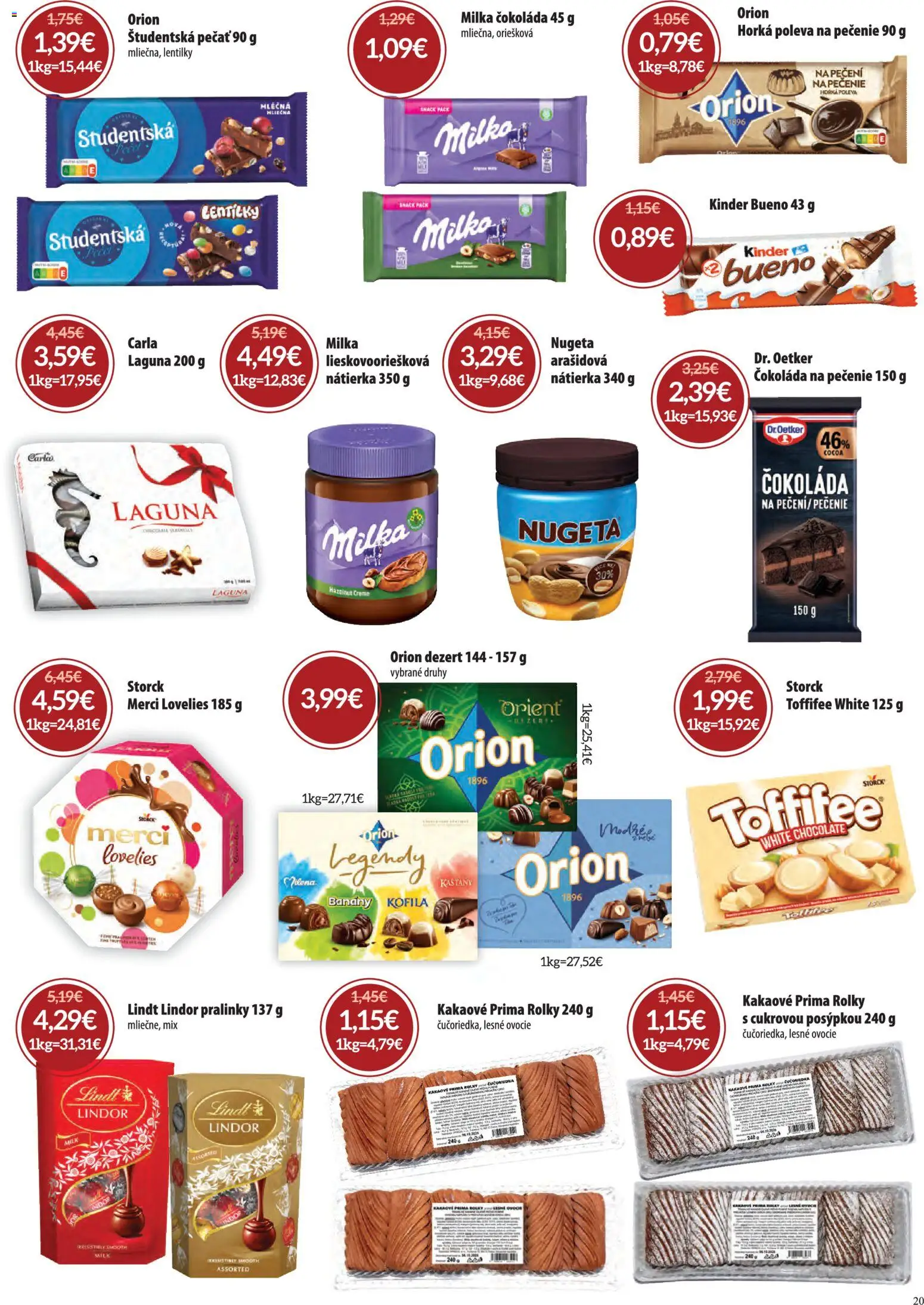 Nové Nitrazdroj akcie – leták je platný od 01.10.2026 | Strana: 20 | Produkty: Banány, Lindt, Kinder, Toffifee