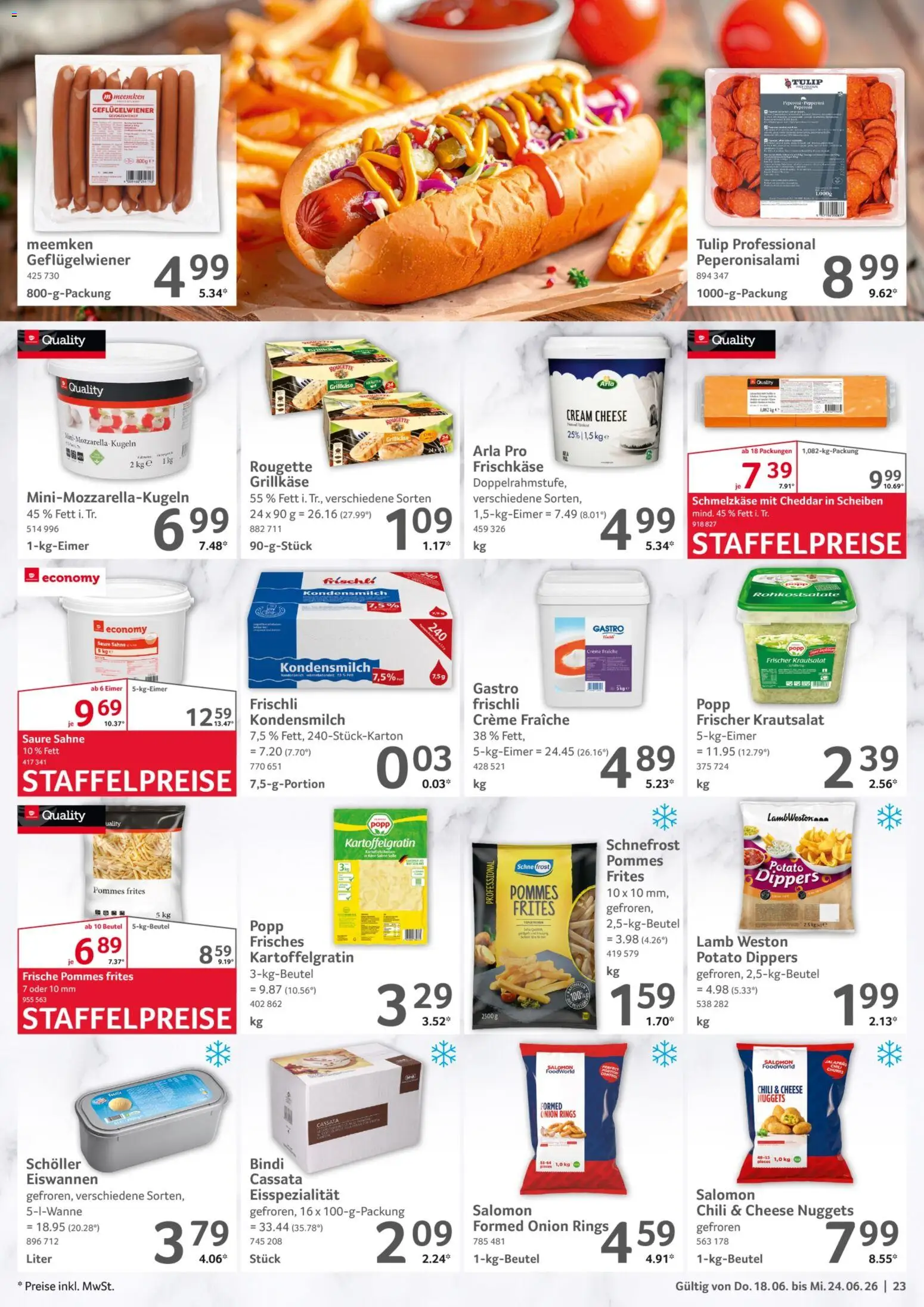 Selgros Prospekt – gültig ab 18.06.2026 | Seite: 23 | Produkte: Pommes, Pommes frites, Creme, Frischkase