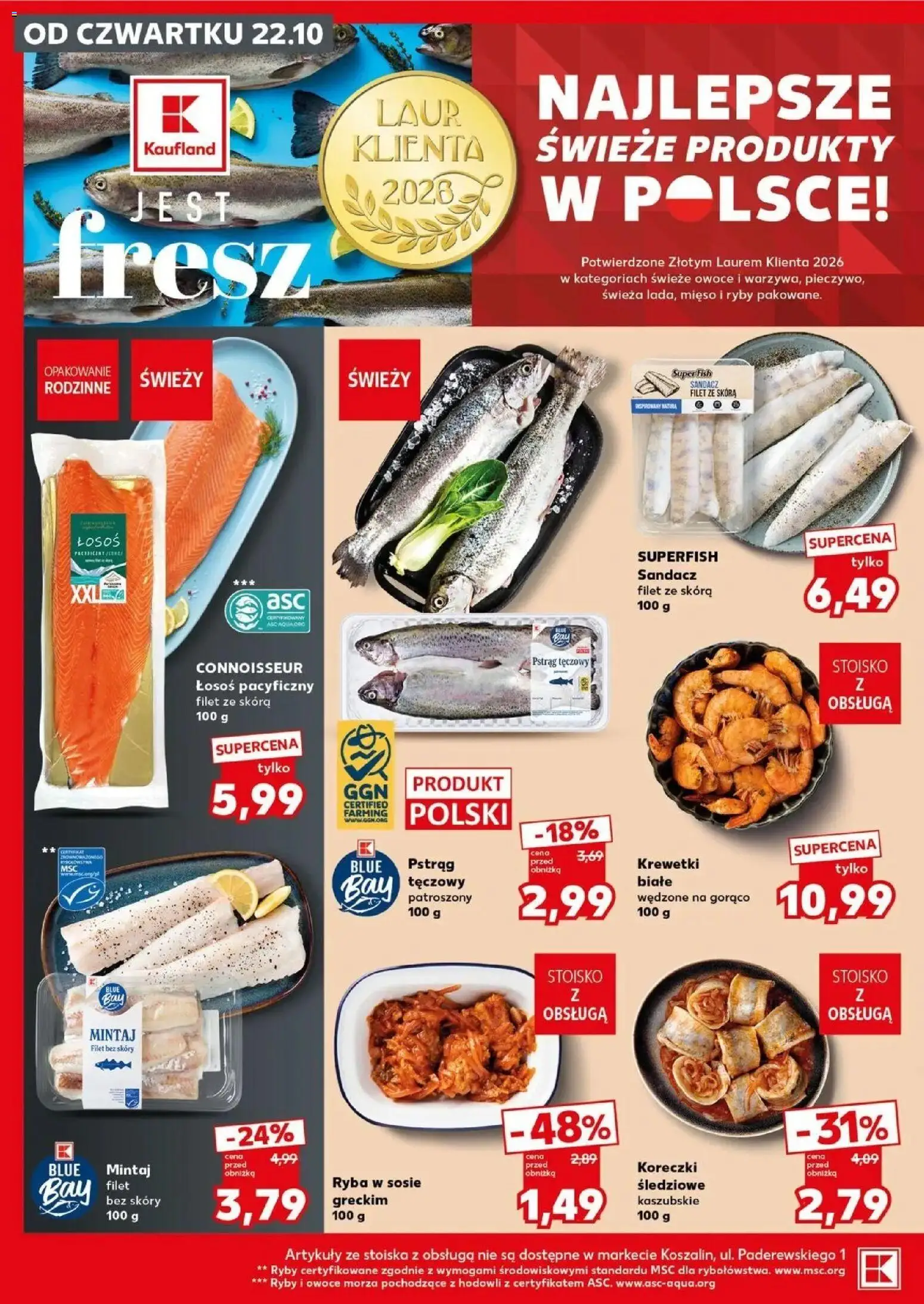 Kaufland gazetka - Mocny start od 26.10.2026 - od jutra PDF | Strona: 20 | Produkty: Pstrąg tęczowy, Mięso, Mintaj, Ryba