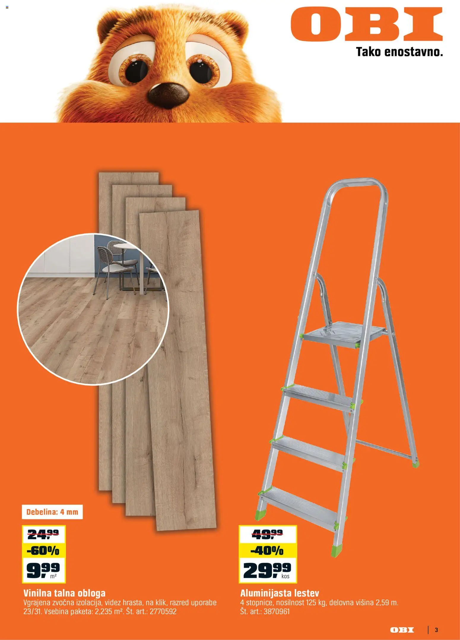 Novi OBI katalog ponudbe – veljaven od 01.10.2026 | Stran: 3 | Izdelki: Talna obloga, Vinilna talna obloga