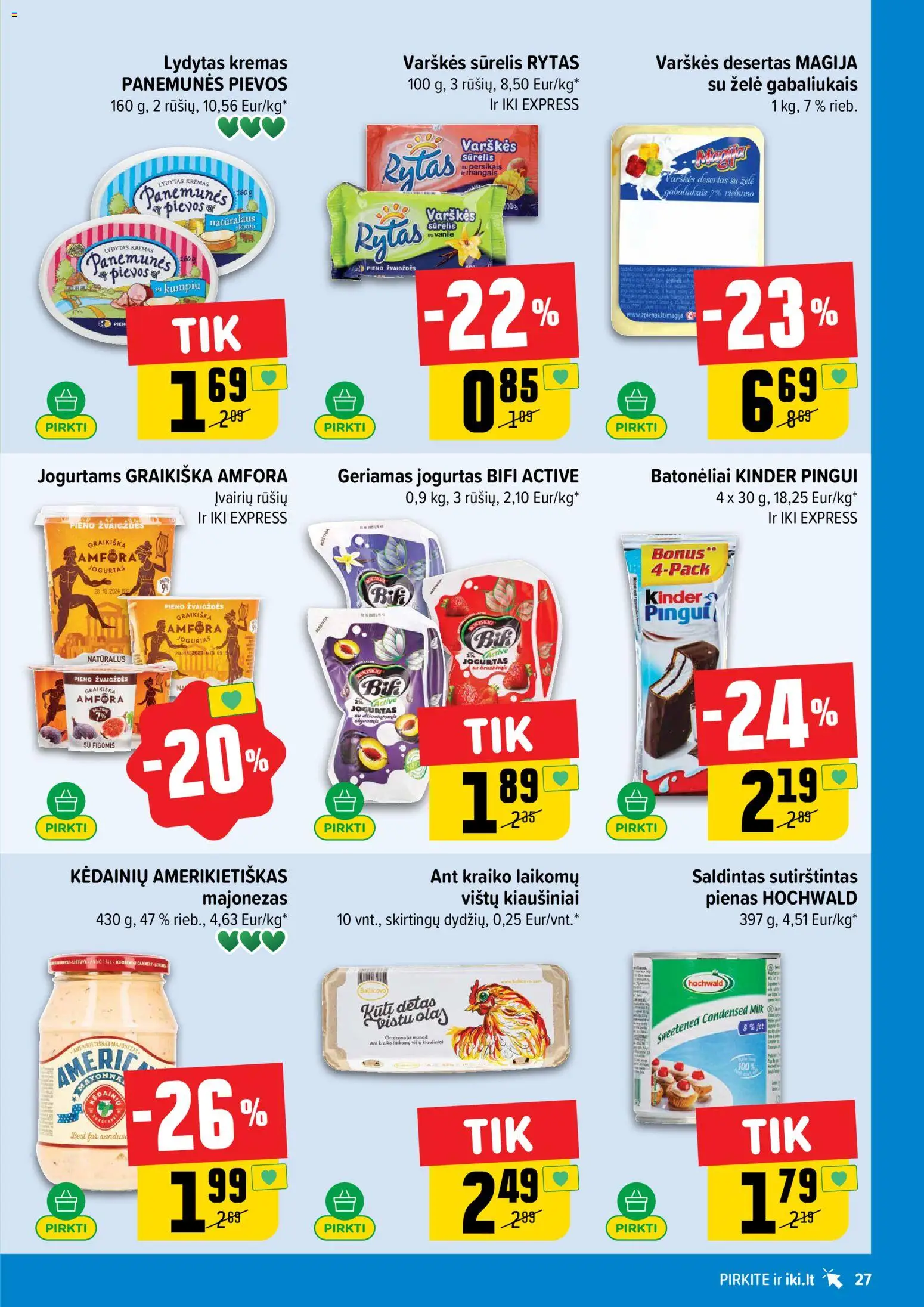 IKI akcijos nuo 18.05.2026 | Puslapis: 27 | Prekių: Kremas, Pienas, Jogurtas, Majonezas
