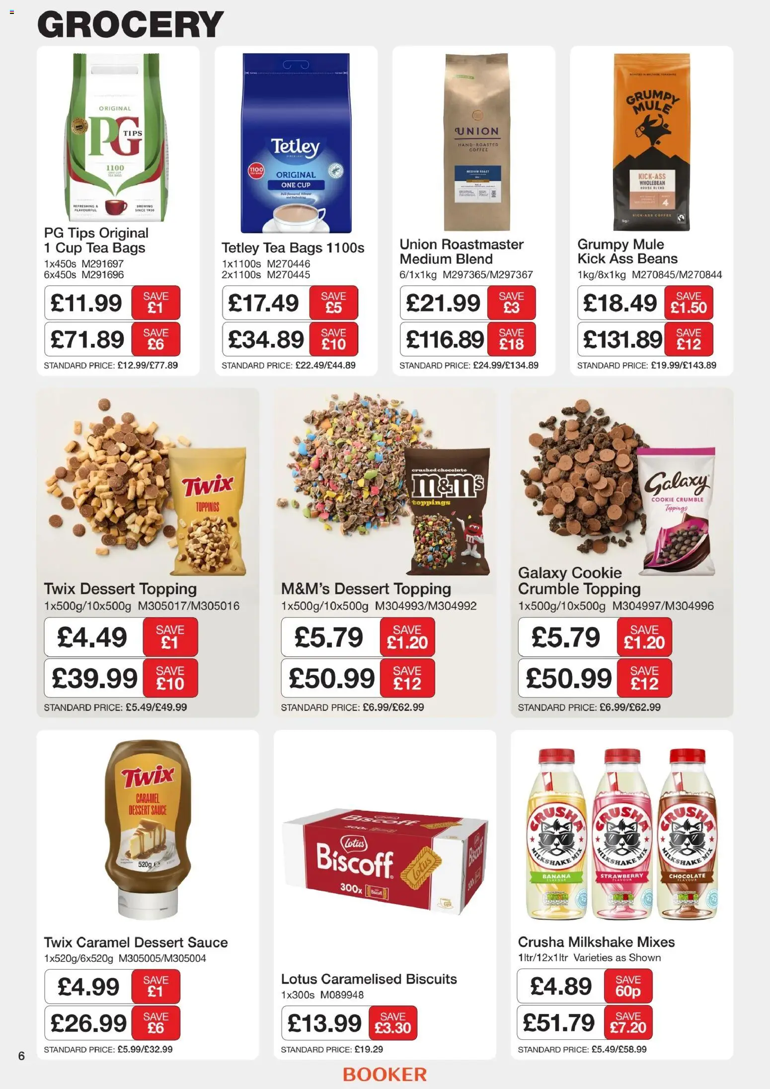 {H1} | Page: 6 | Products: Sauce, Milkshake, Coffee, Tea