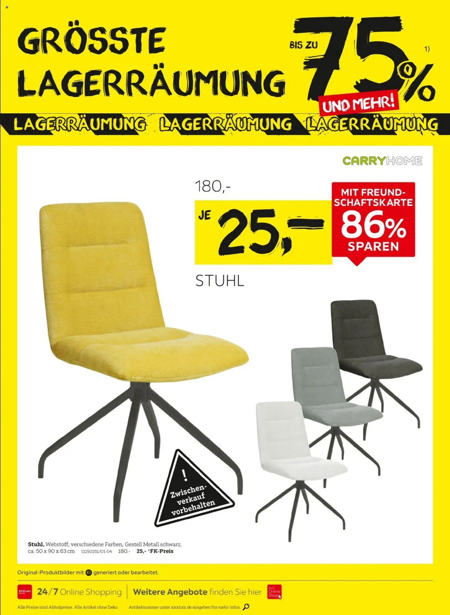 XXXLutz Größte Lagerräumung 2 – gültig ab 12.09.2026 | Seite: 4 | Produkte: Stuhl