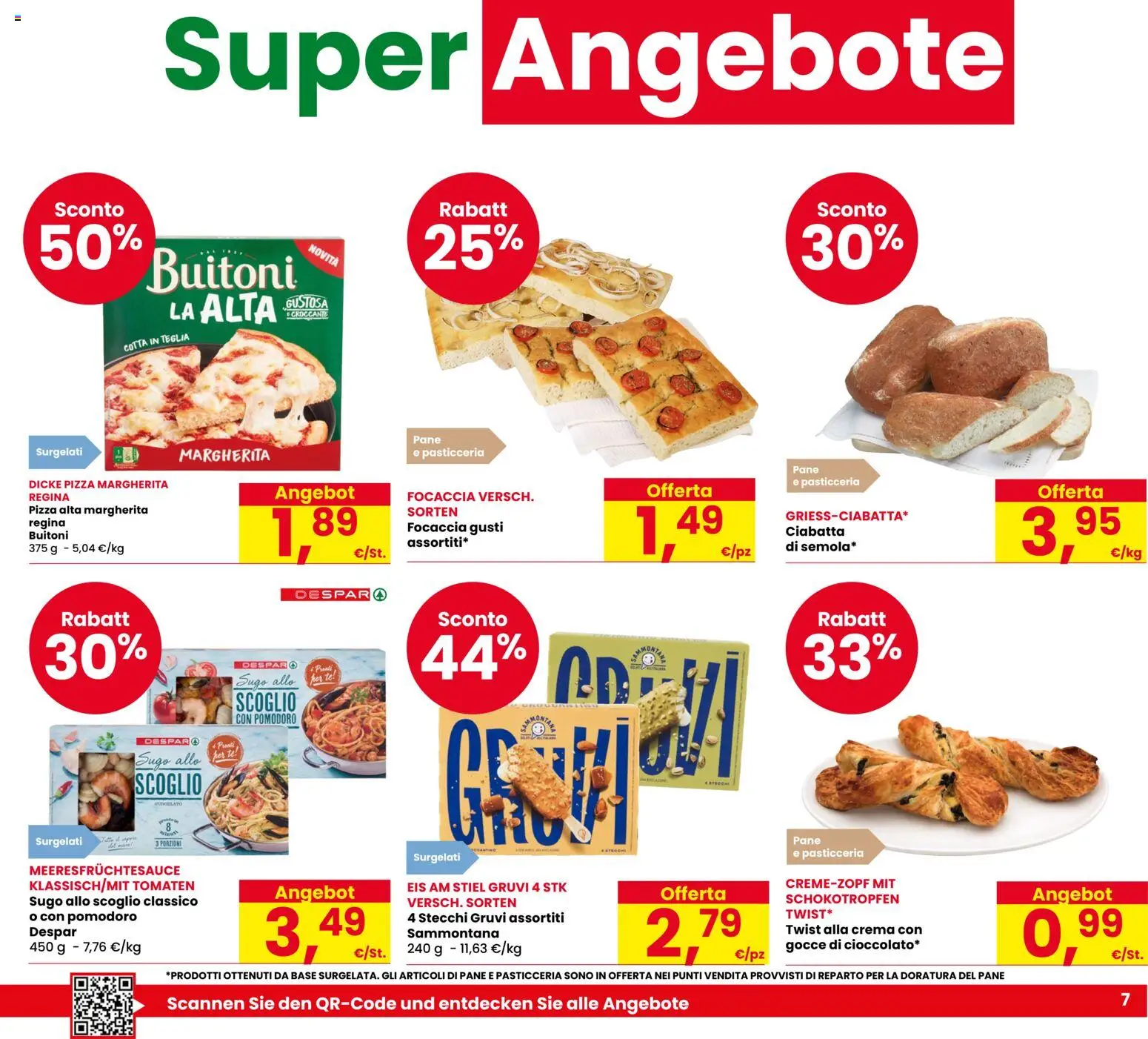 Volantino Eurospar del 17/09/2026 | Pagina: 7 | Prodotti: Crema, Pane, Teglia, Pizza