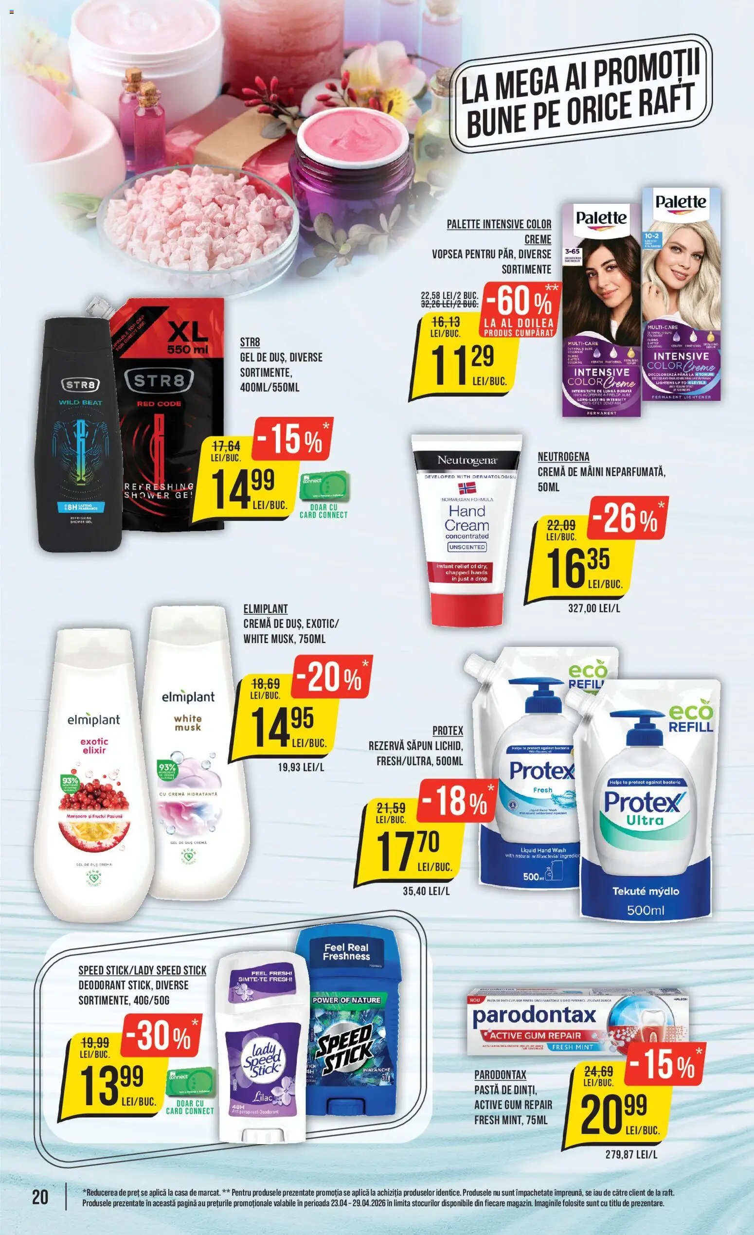 Noul catalog Mega Image – valabil de la 23.04.2026 | Pagină: 20 | Produse: Raft, Duș, Cremă, Gel de duș
