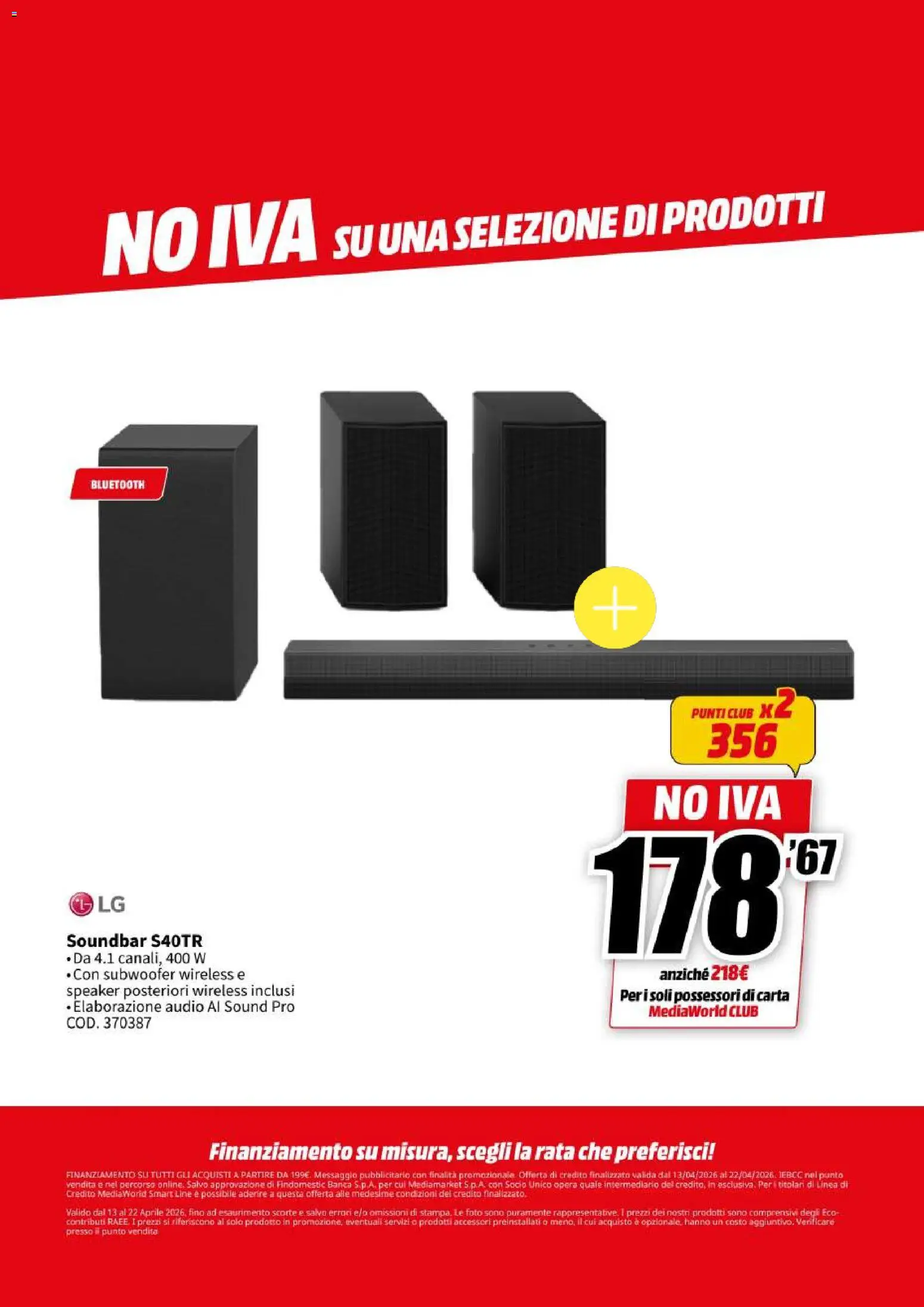 Volantino Media World del 13.04.2026 | Pagina: 9 | Prodotti: Soundbar, Audio, Speaker