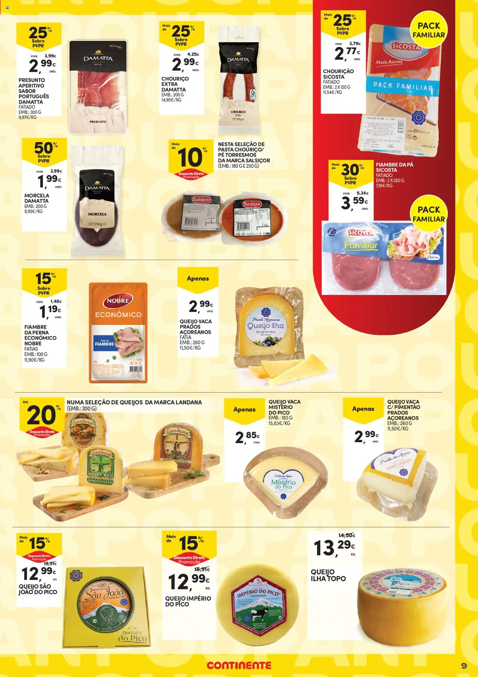 Continente - Açores Poupança para todos │ válido de 06.04.2026 | Página: 9 | Produtos: Queijo, Presunto, Chouriço, Pá