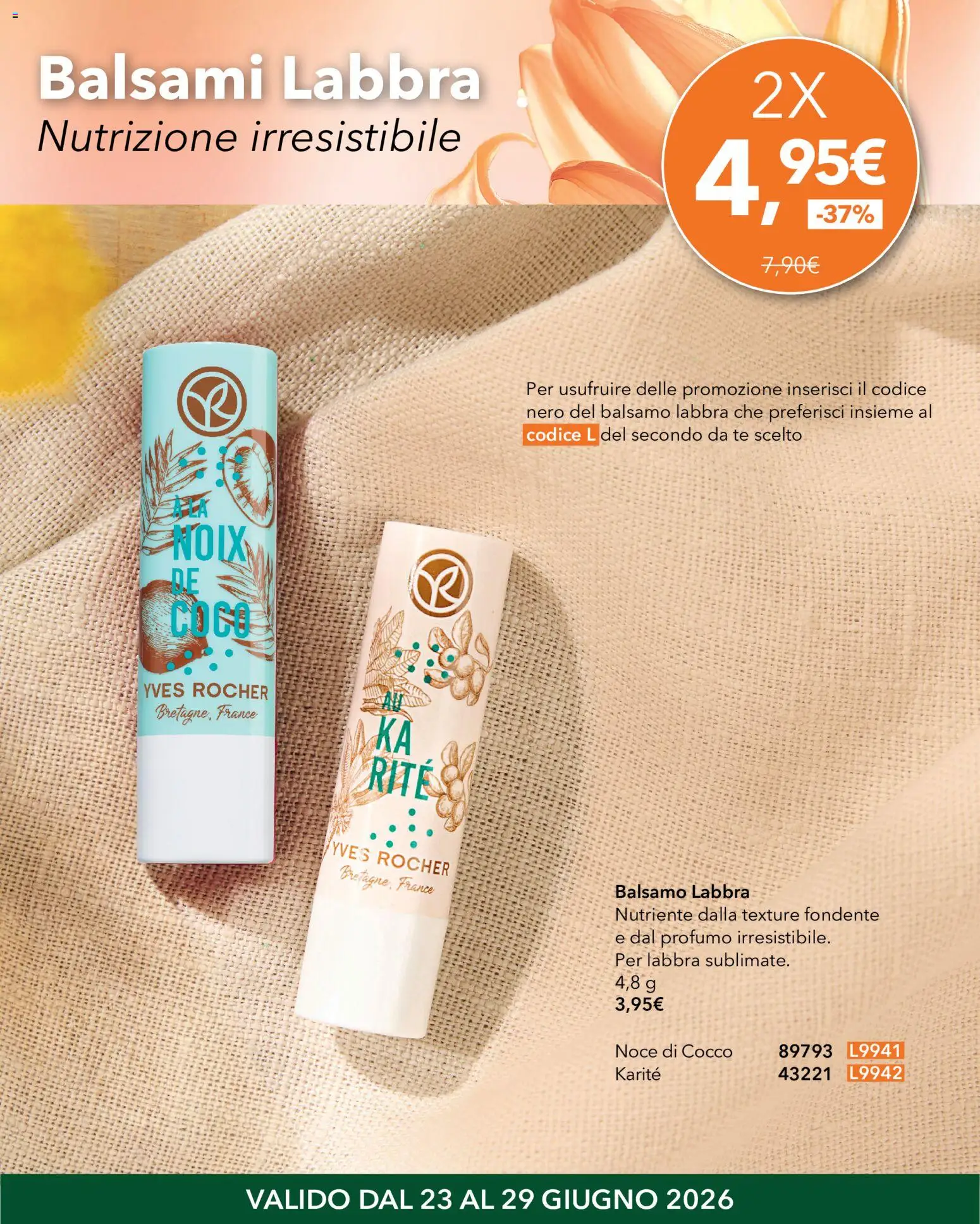 Volantino Yves Rocher del 23/06/2026 | Pagina: 5 | Prodotti: Balsamo, Tè, Cocco, Profumo