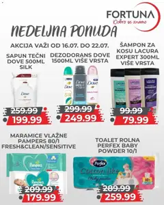Fortuna Market katalog Nedeljna ponuda - pregled Fortuna Market kataloga - važi od 16.07.2026 | Strana: 10 | Proizvode: Pampers, Šampon, Sapun, Dove