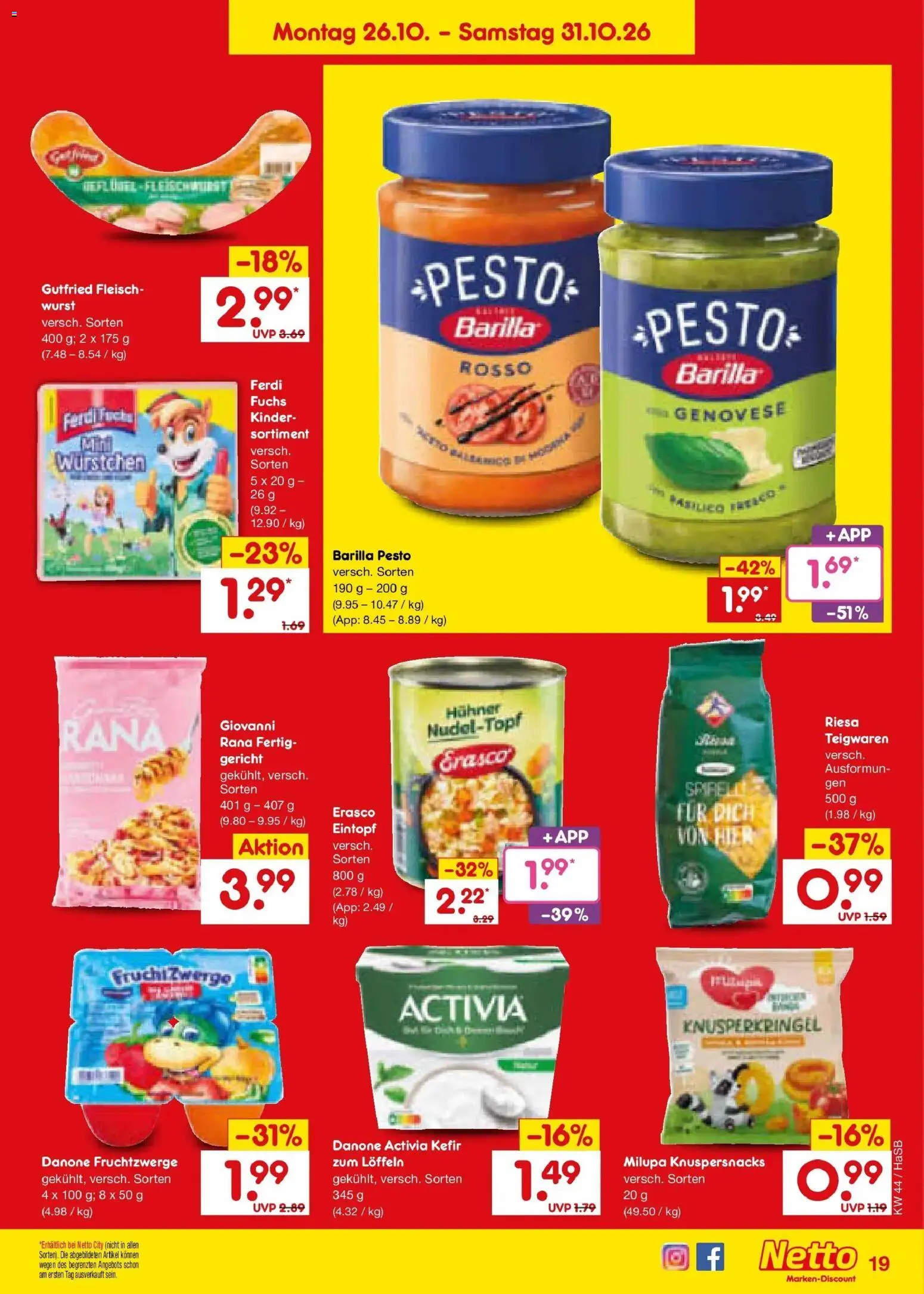 Netto Marken-Discount Prospekt Unna – gültig ab 26.10.2026 | Seite: 27 | Produkte: Activia, Danone activia, Wurst, Fleisch