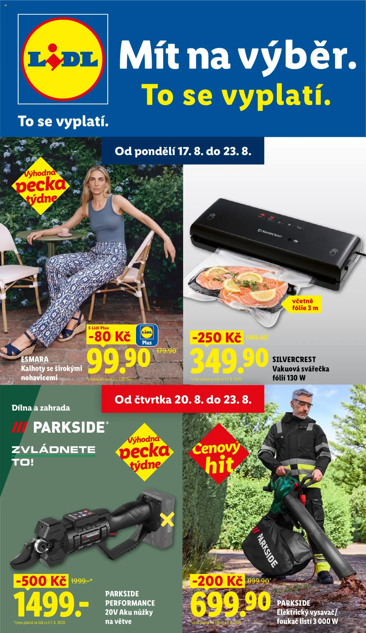 Lidl leták - Spotřební zboží od 17.08.2026 | Strana: 1 | Produkty: Parkside, Zahrada, Fólie, Pants