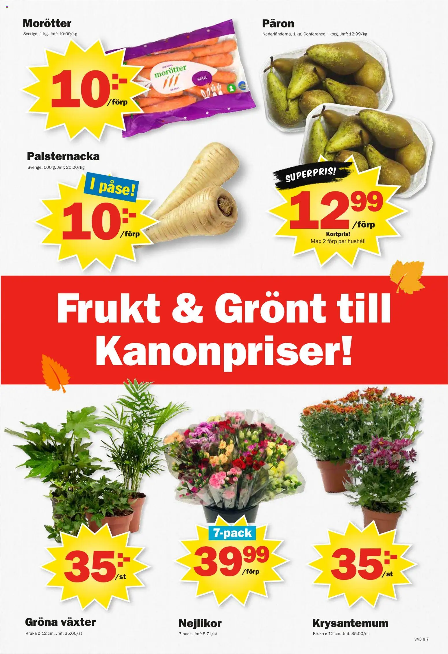 Pekås reklamblad aktuell från 19/10/2026 | Sida: 7 | Produkter: Frukt, Päron, Kruka, Morötter
