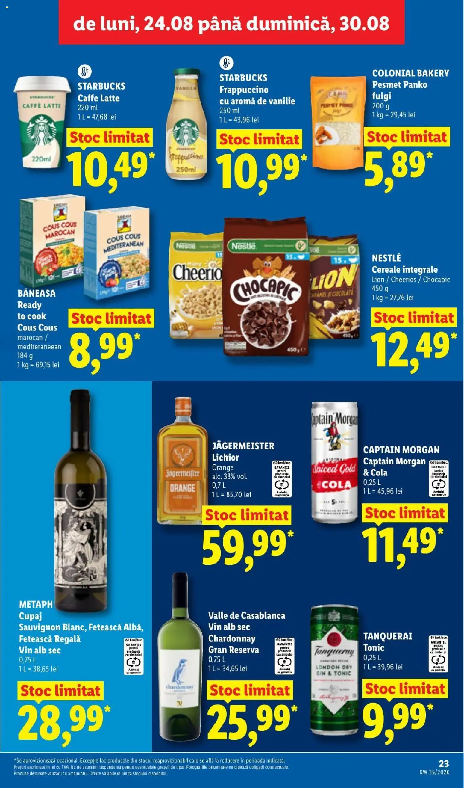 Noul catalog Lidl – valabil de la 24.08.2026 | Pagină: 23 | Produse: Casablanca, Lichior, Cereale, Fulgi