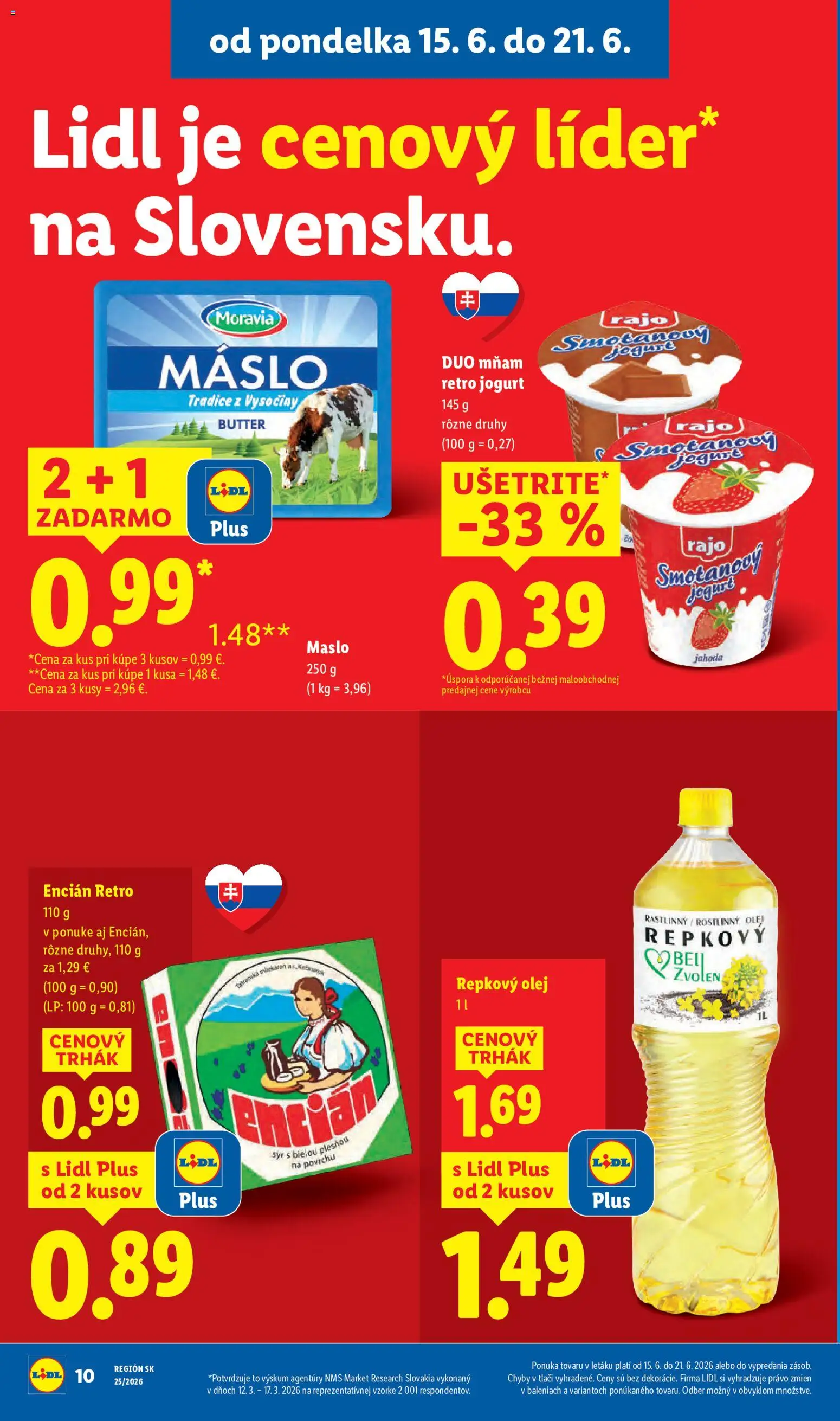 Nové Lidl akcie – leták je platný od 15.06.2026 | Strana: 14 | Produkty: Maslo, Syr, Olej, Encián