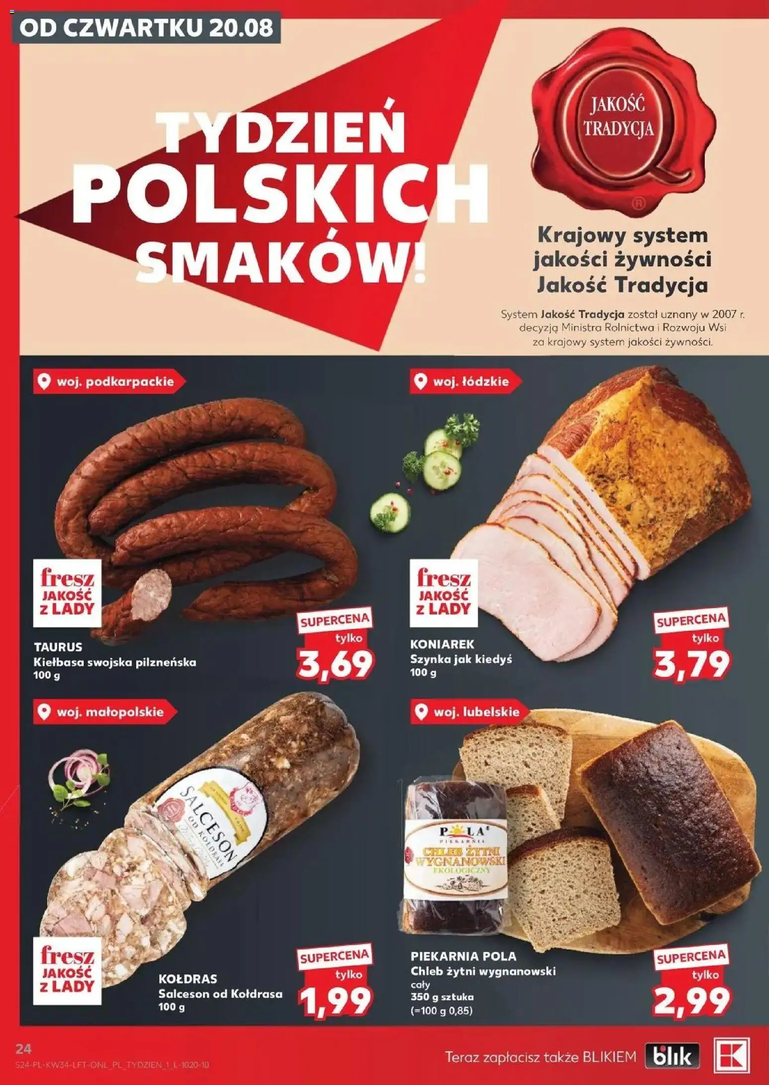 Kaufland gazetka od 20.08.2026 - od jutra PDF | Strona: 24 | Produkty: Chleb żytni, Piekarnia, Salceson, Chleb